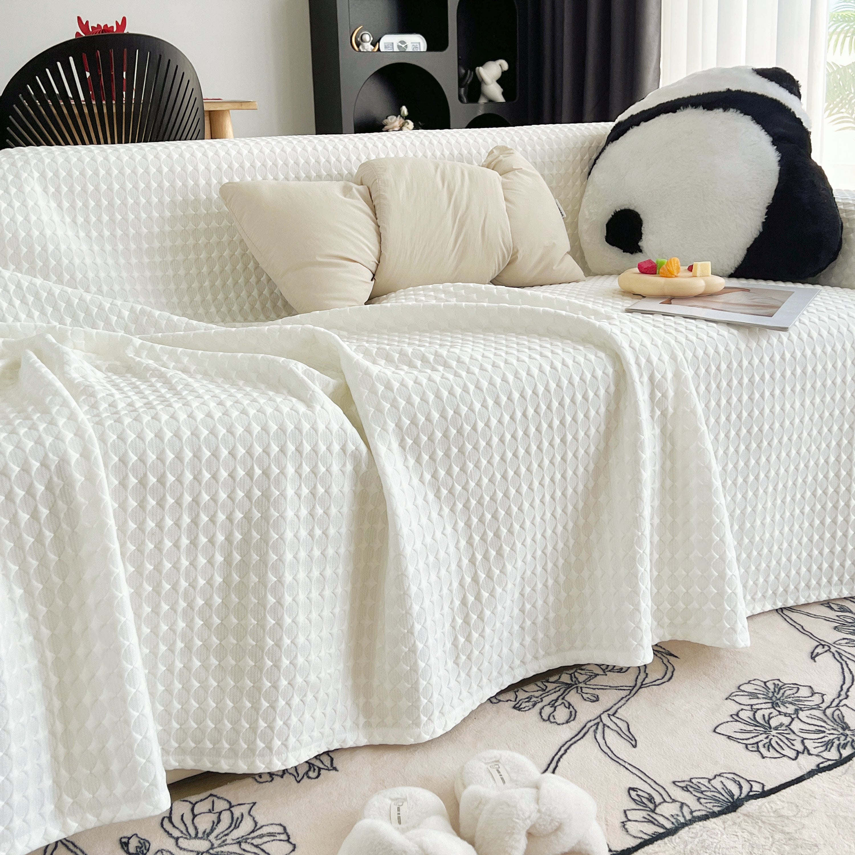 Cooling Textured Sofa Cover Washable Soft Couch Throw Blanket For Summer & Pets