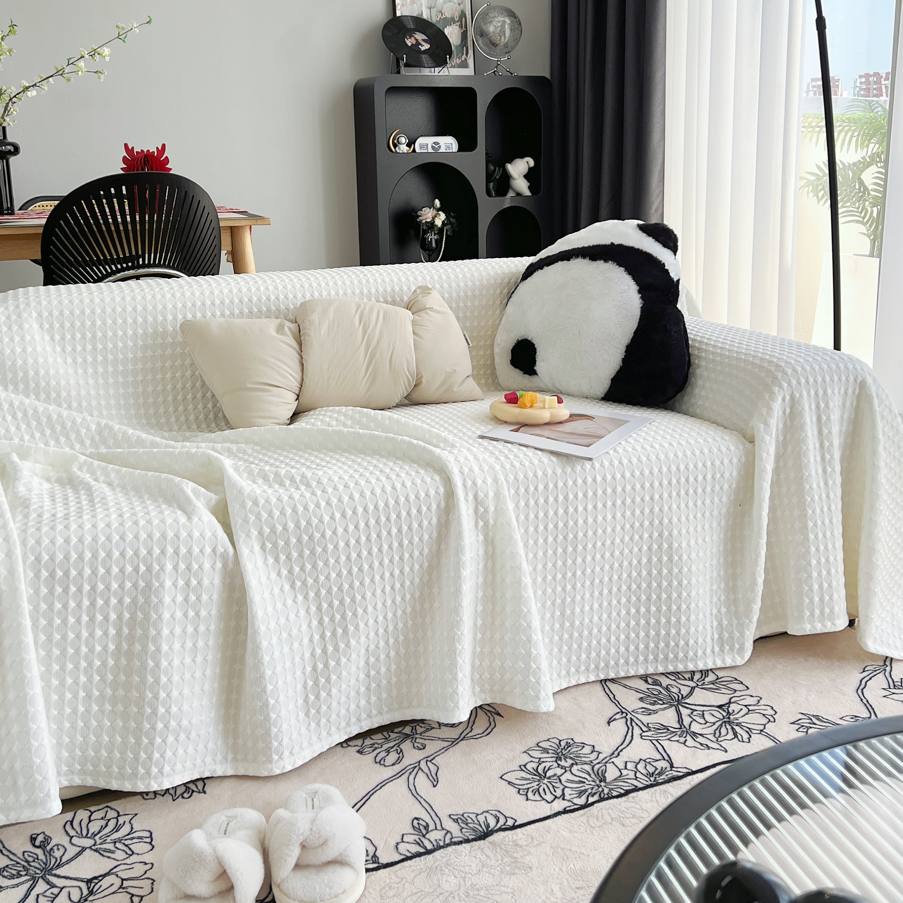 Cooling Textured Sofa Cover Washable Soft Couch Throw Blanket For Summer & Pets
