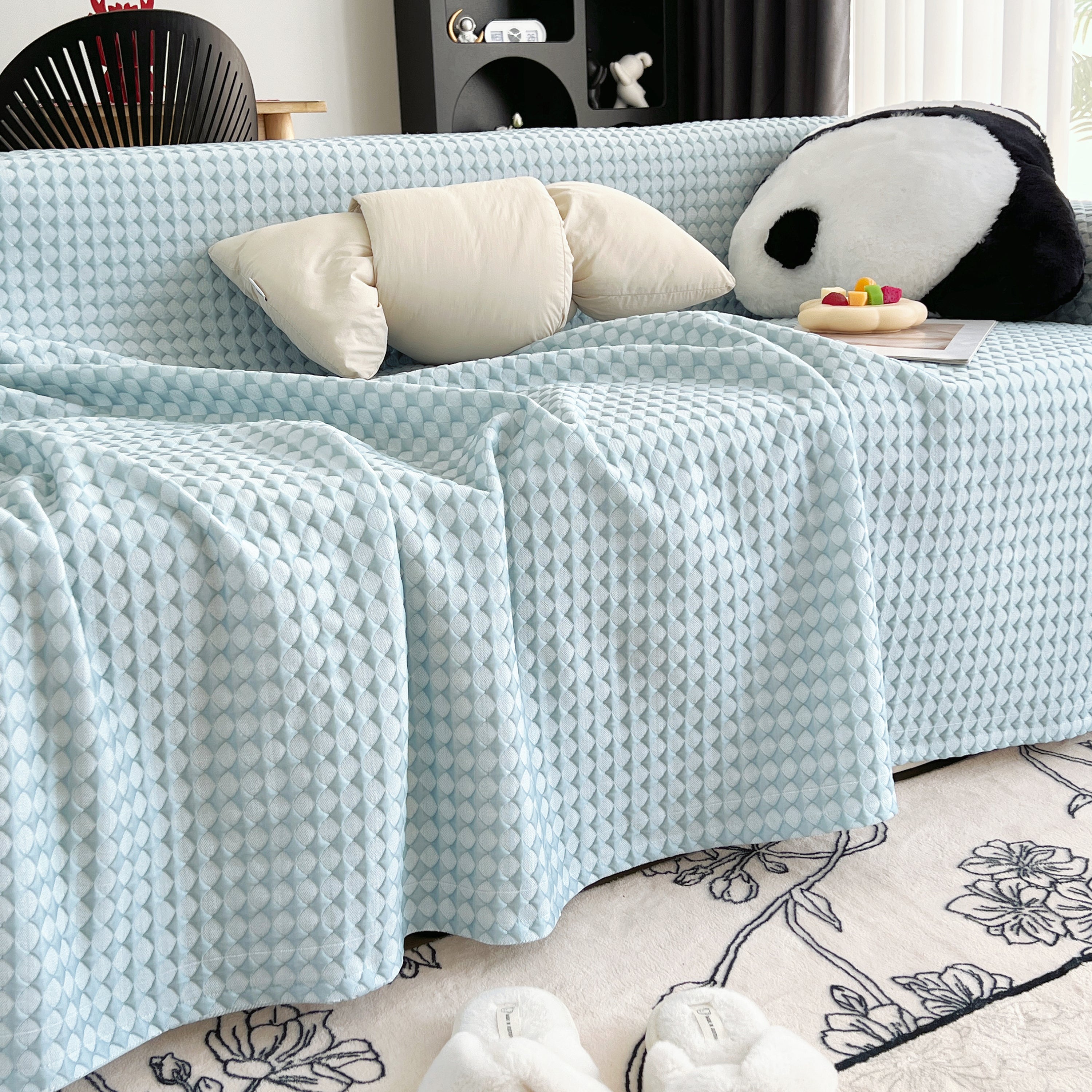 Cooling Textured Sofa Cover Washable Soft Couch Throw Blanket For Summer & Pets