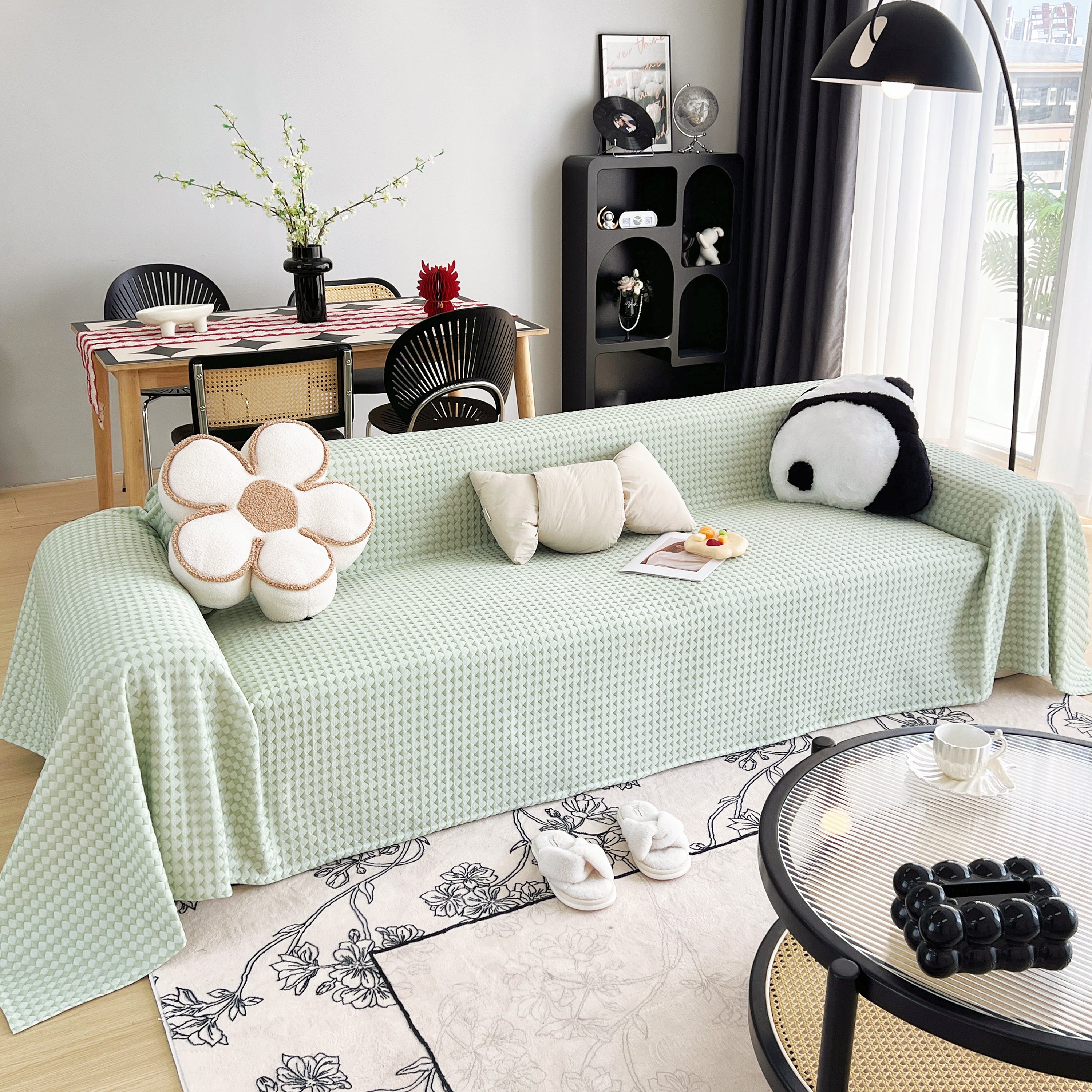 Cooling Textured Sofa Cover Washable Soft Couch Throw Blanket For Summer & Pets