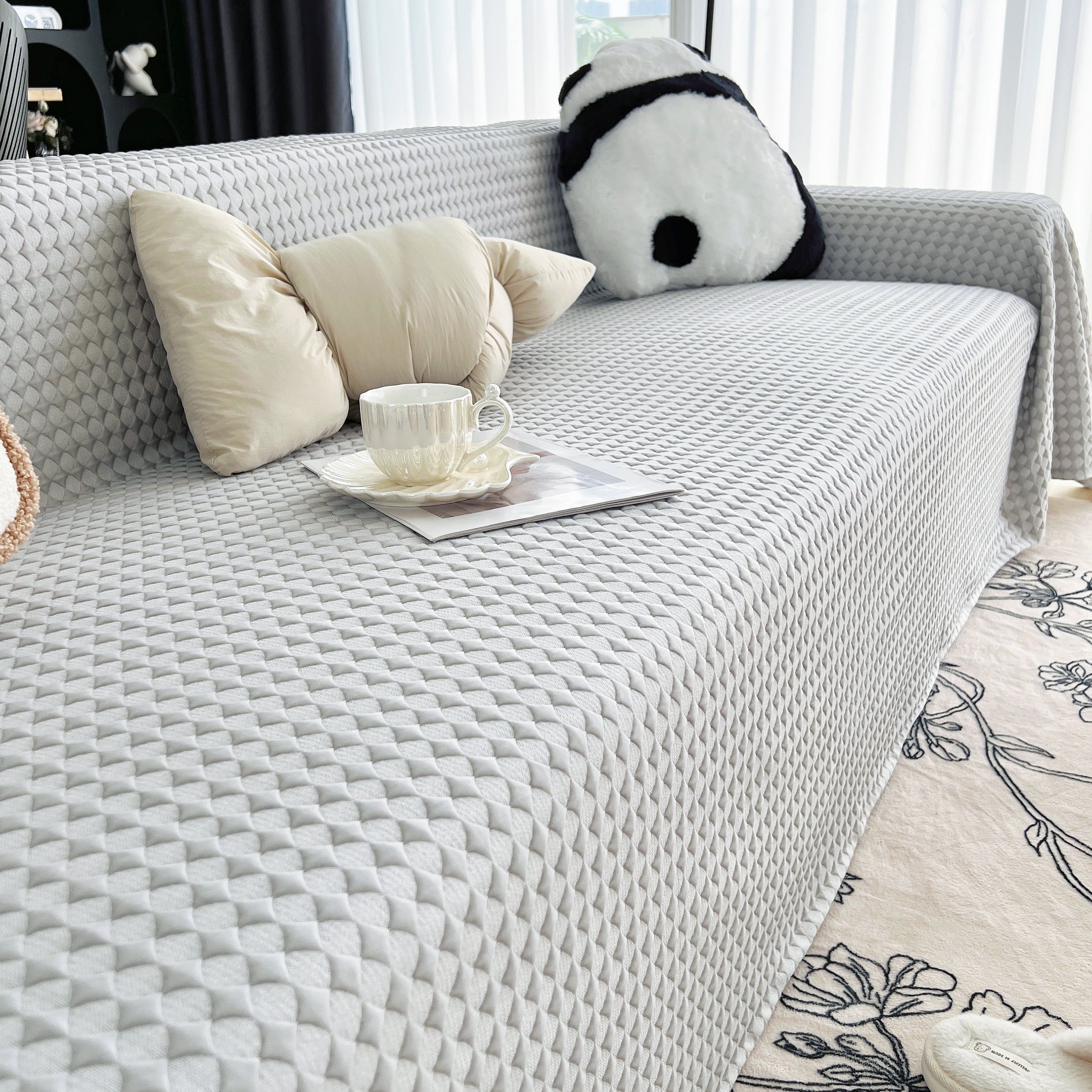 Cooling Textured Sofa Cover Washable Soft Couch Throw Blanket For Summer & Pets