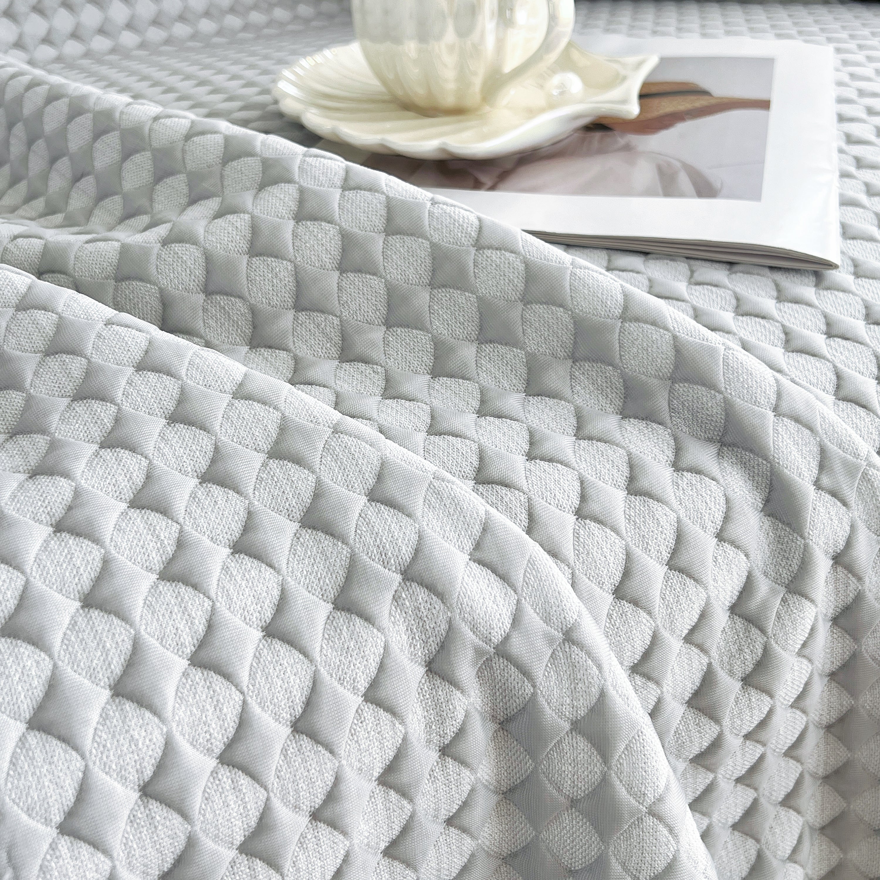 Cooling Textured Sofa Cover Washable Soft Couch Throw Blanket For Summer & Pets