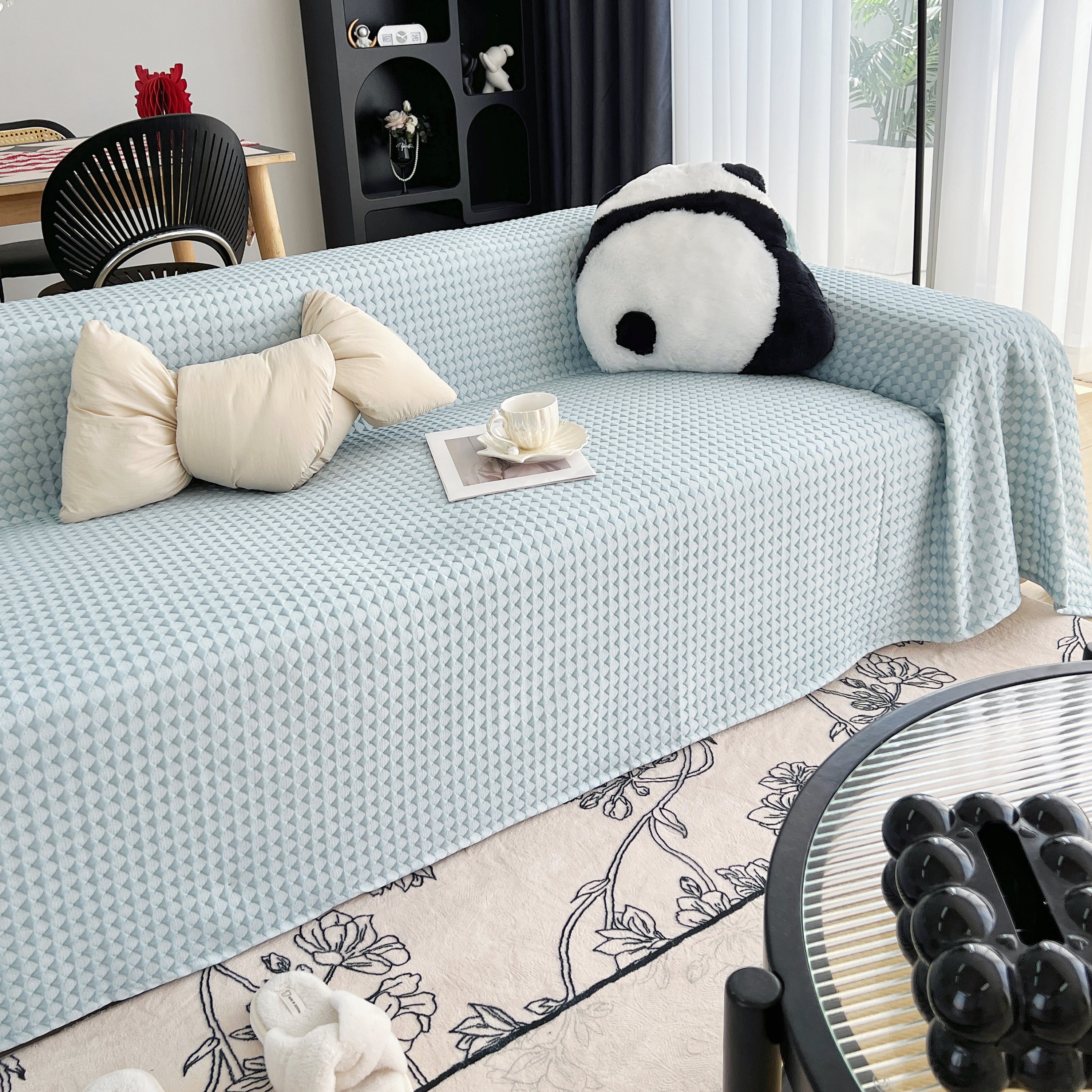 Cooling Textured Sofa Cover Washable Soft Couch Throw Blanket For Summer & Pets
