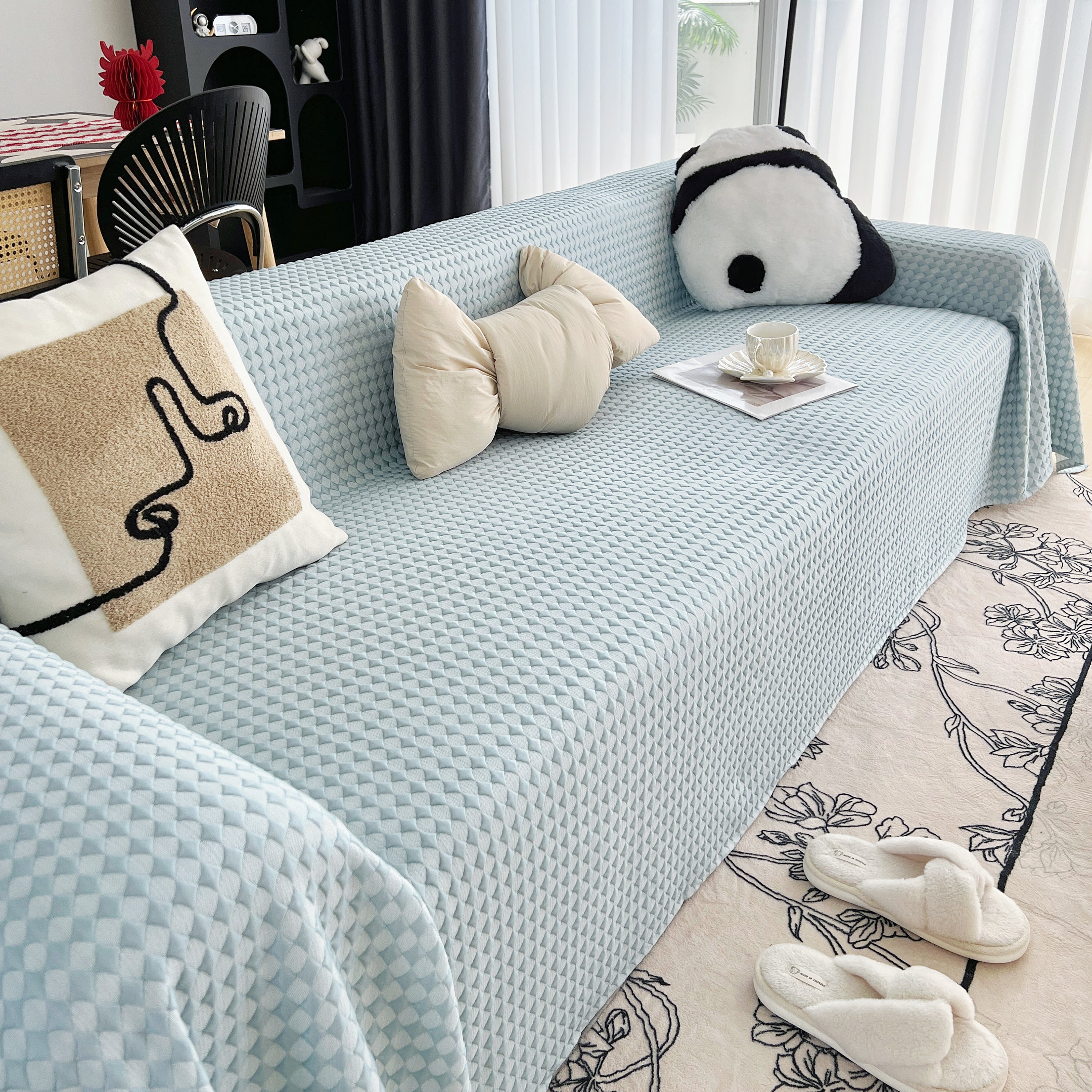 Cooling Textured Sofa Cover Washable Soft Couch Throw Blanket For Summer & Pets