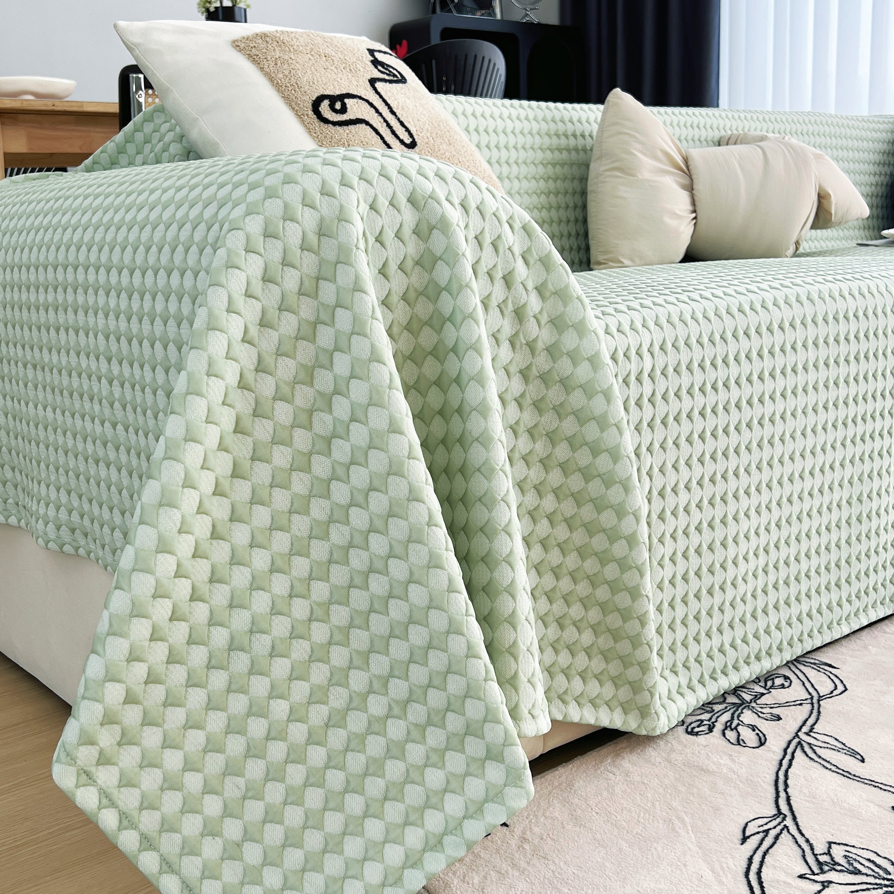 Cooling Textured Sofa Cover Washable Soft Couch Throw Blanket For Summer & Pets