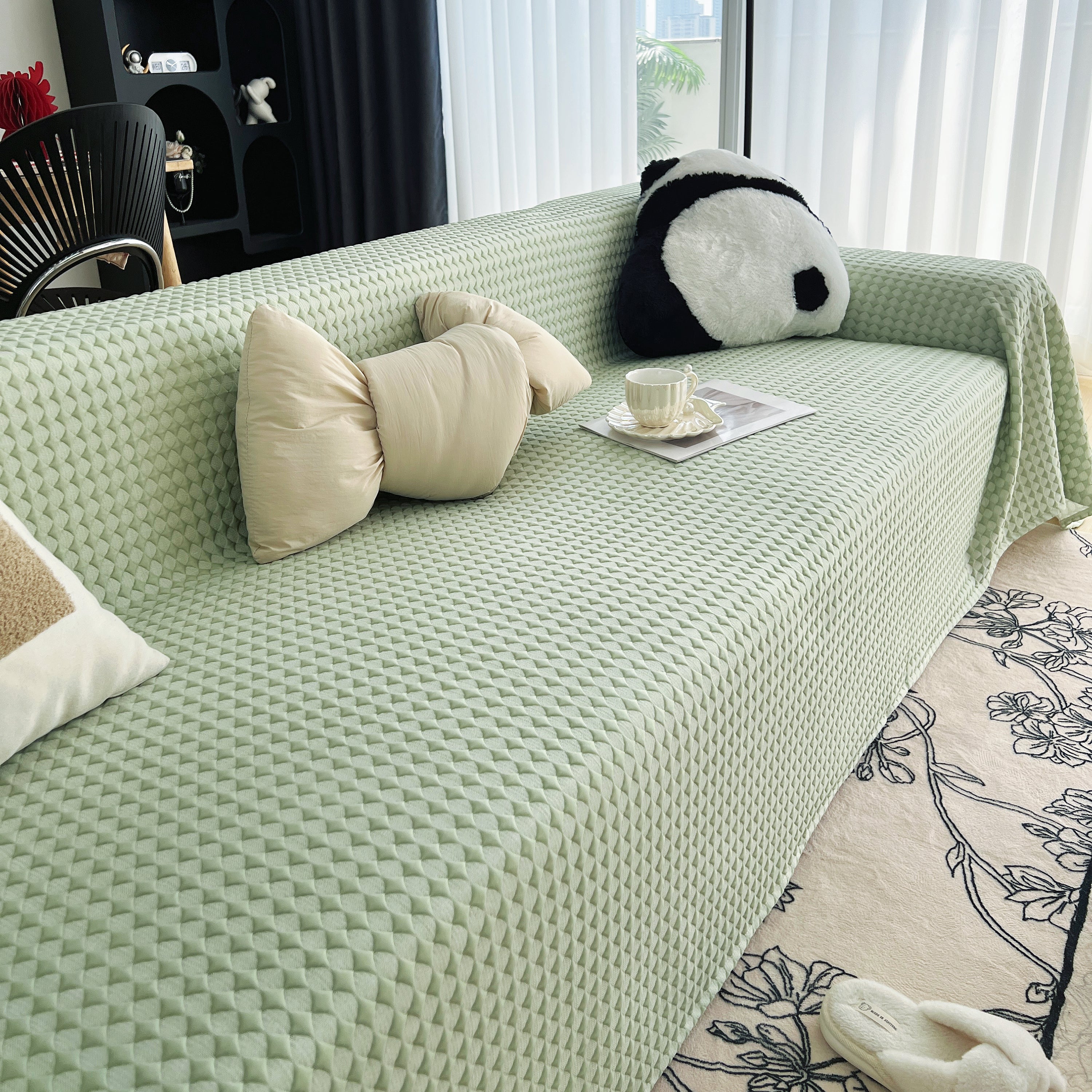 Cooling Textured Sofa Cover Washable Soft Couch Throw Blanket For Summer & Pets