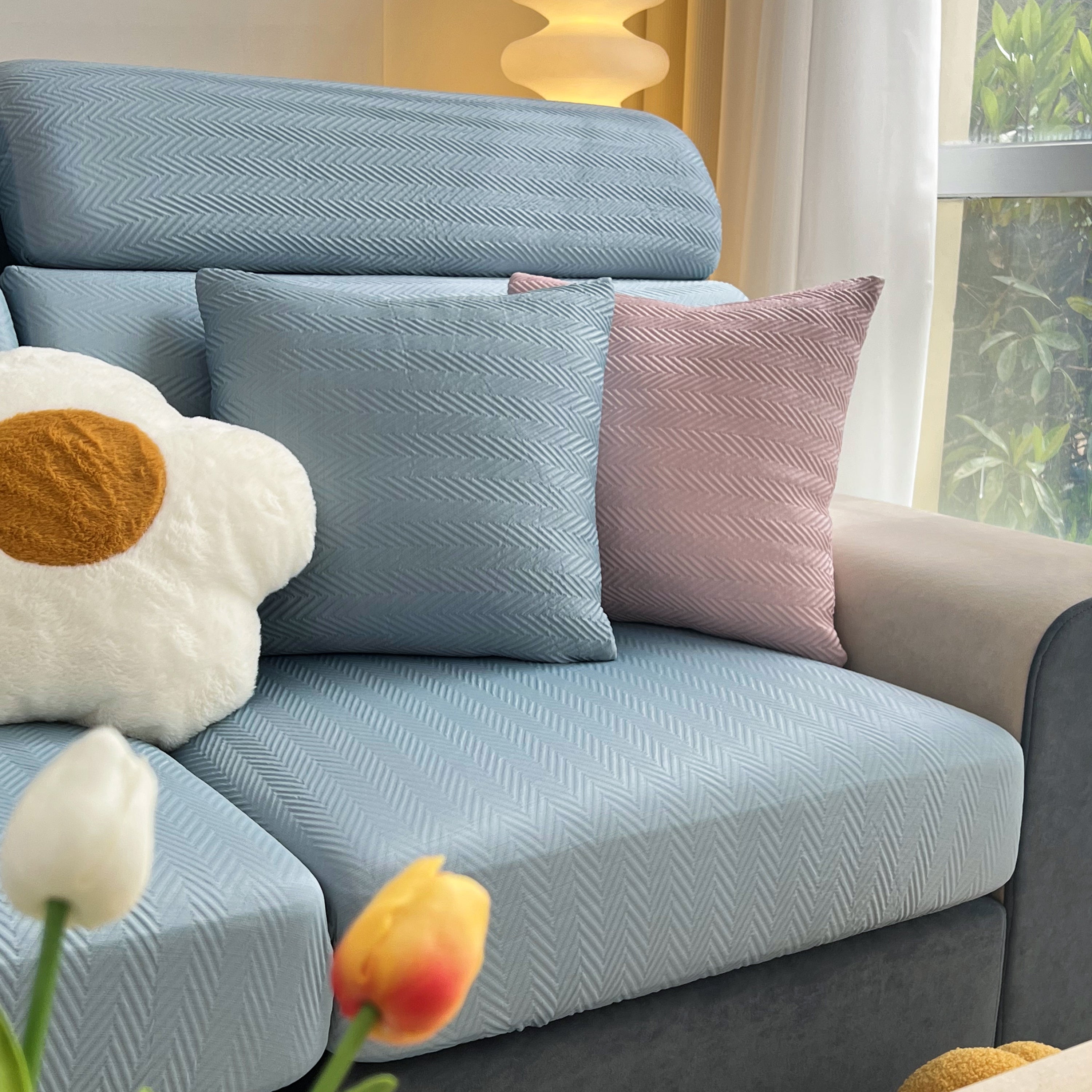Cooling Stretchy Replacement Couch Cushion Covers For Sectional, Individual Couch Seat Cushion Covers