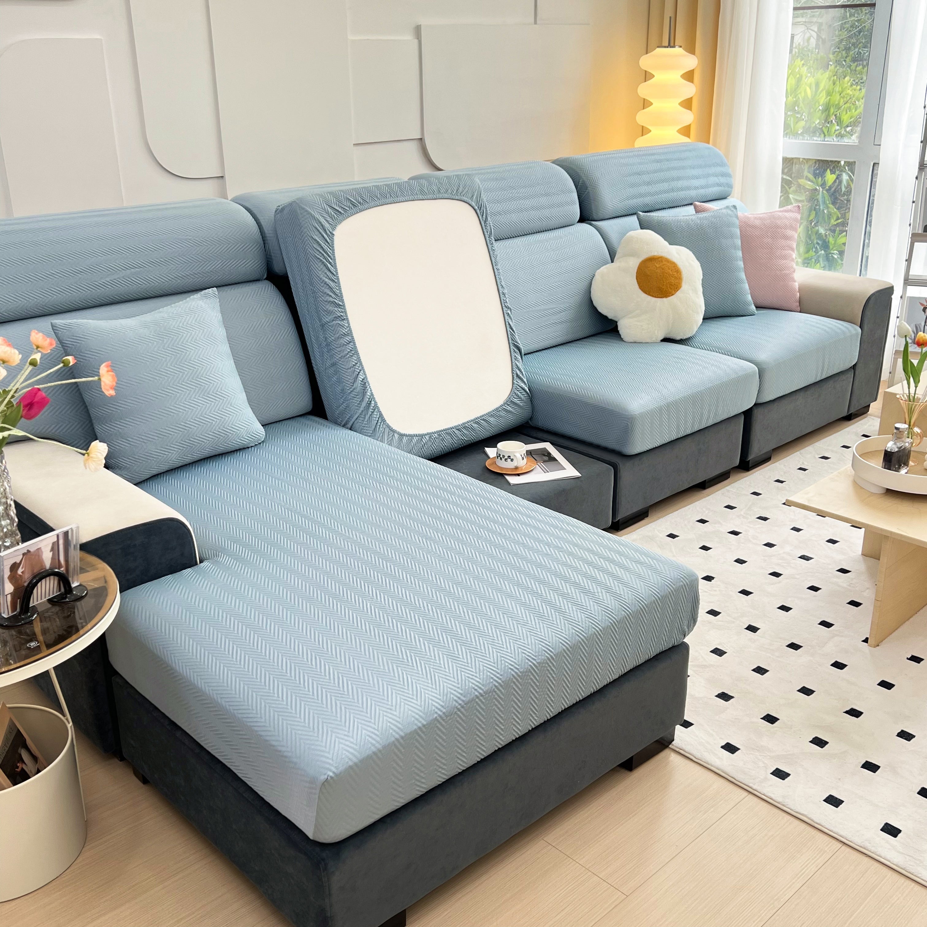 Cooling Stretchy Replacement Couch Cushion Covers For Sectional, Individual Couch Seat Cushion Covers