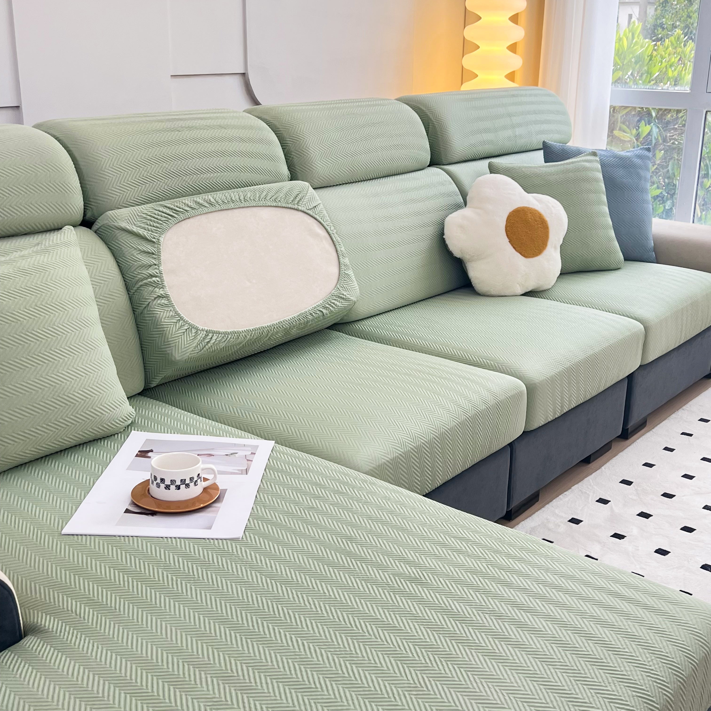 Cooling Stretchy Replacement Couch Cushion Covers For Sectional, Individual Couch Seat Cushion Covers
