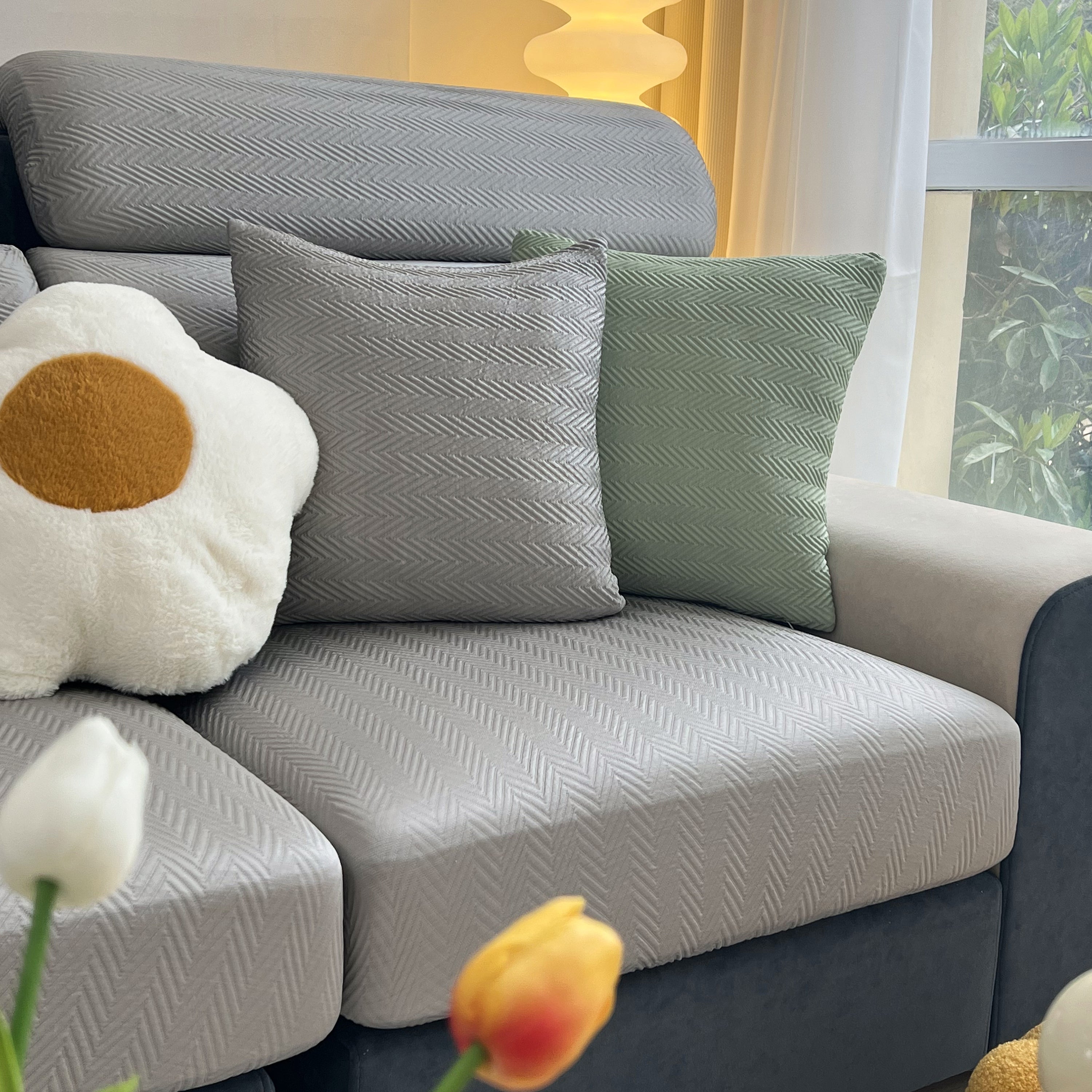 Cooling Stretchy Replacement Couch Cushion Covers For Sectional, Individual Couch Seat Cushion Covers