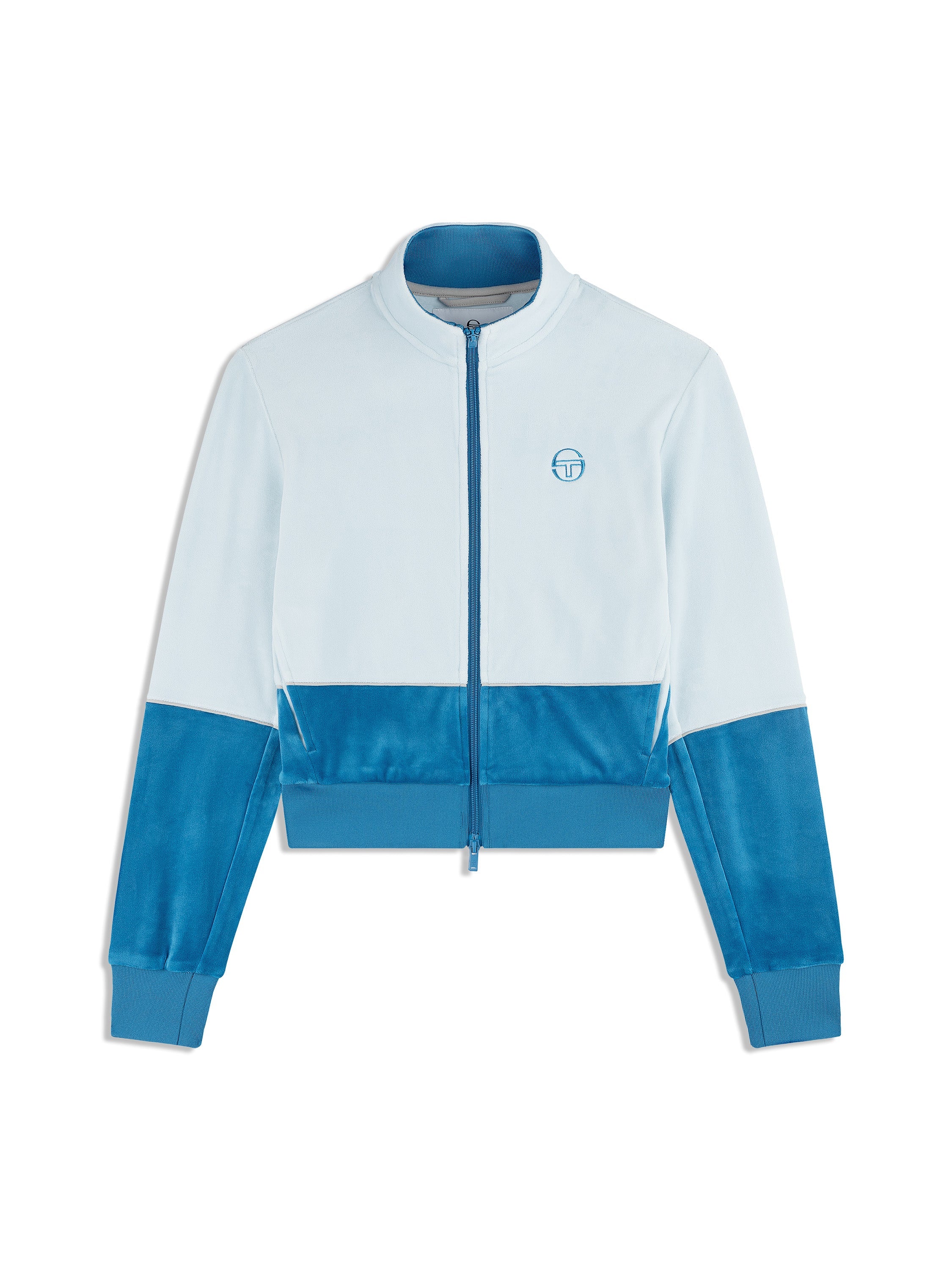 Lina Velour Track Jacket- Baby Blue