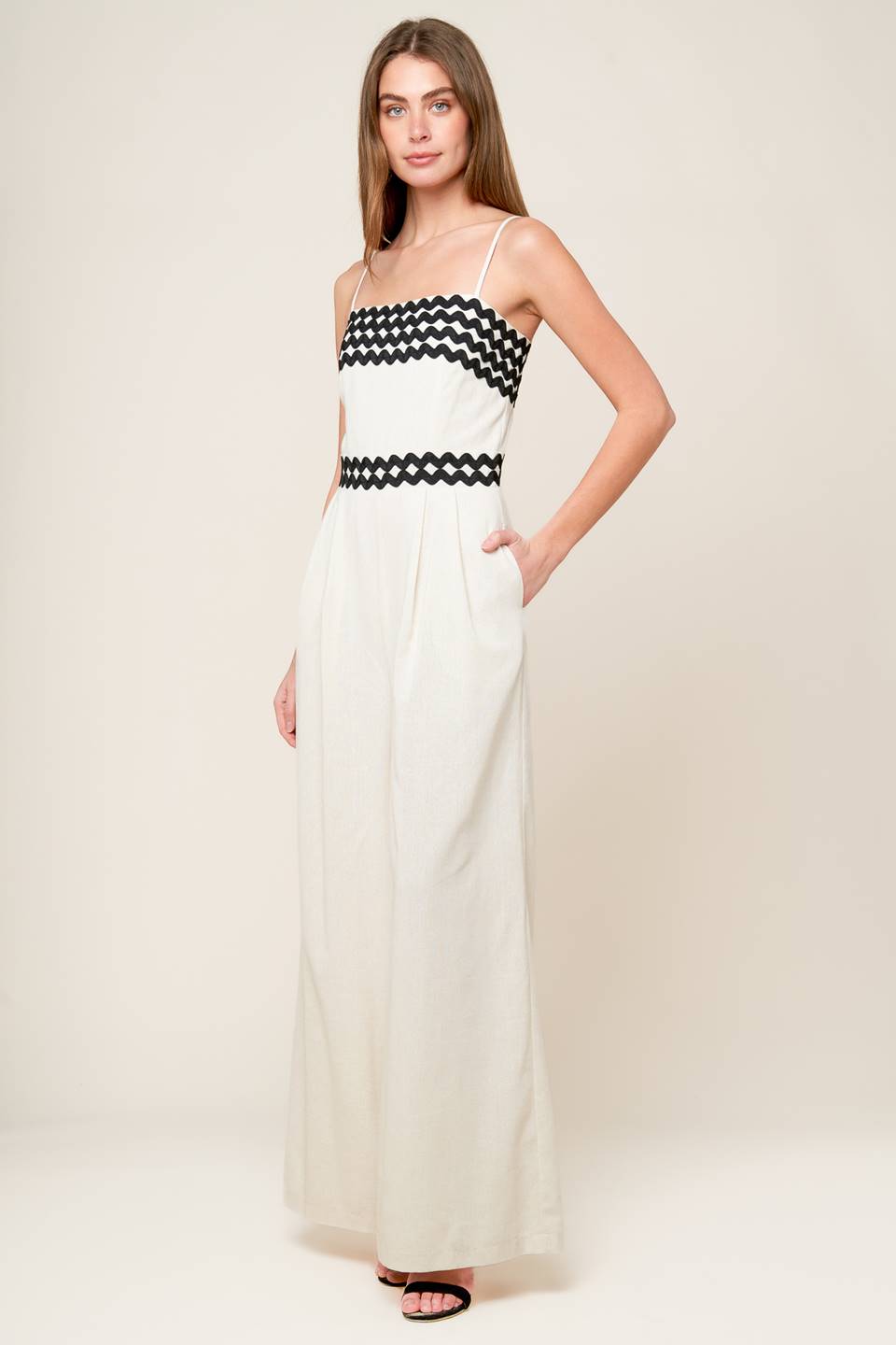 Meet At The Pier Cream Woven Jumpsuit