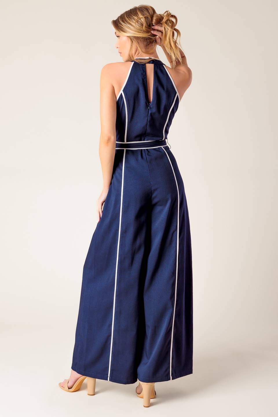 Layton Navy Woven Jumpsuit