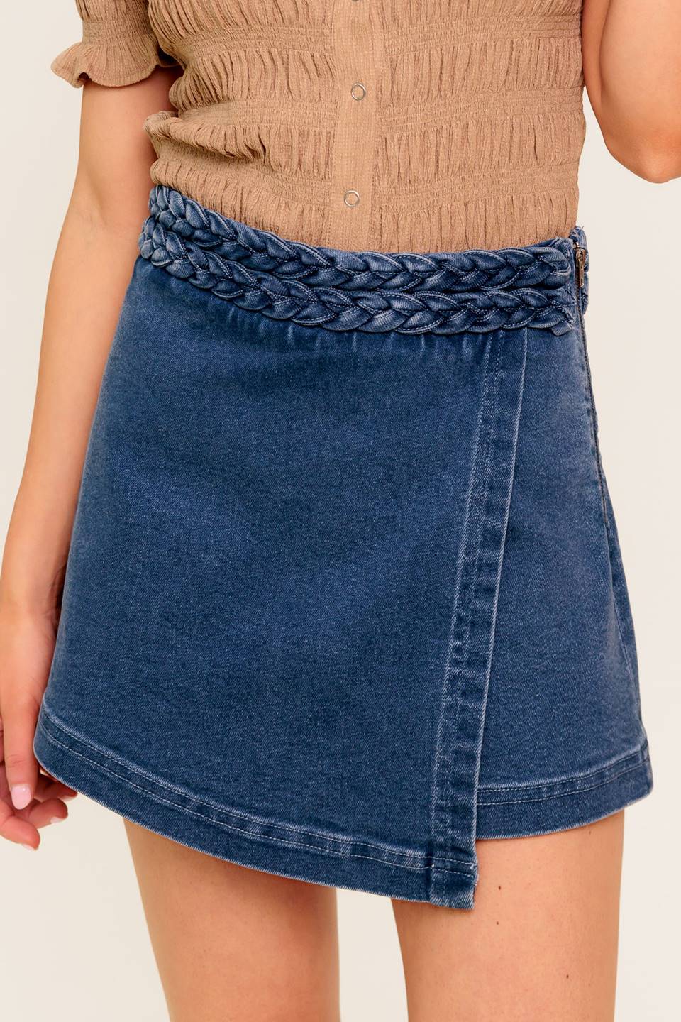 French Moss Denim Skort