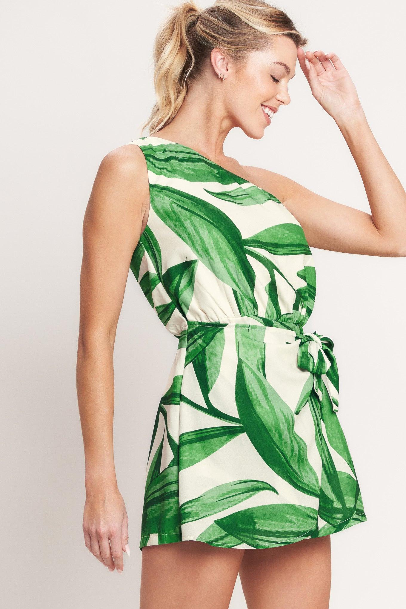Leafy Love Story Woven Skort Romper