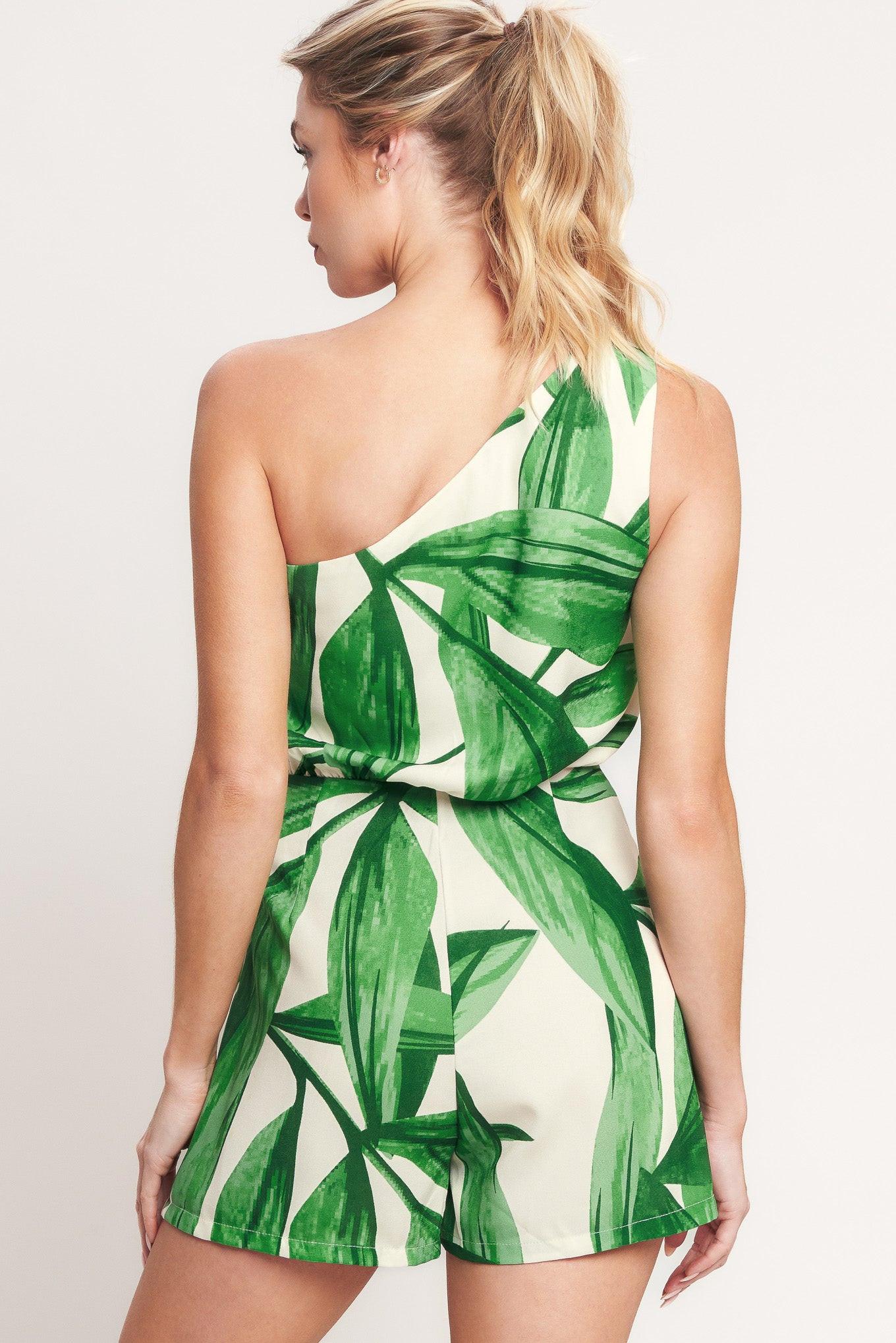 Leafy Love Story Woven Skort Romper