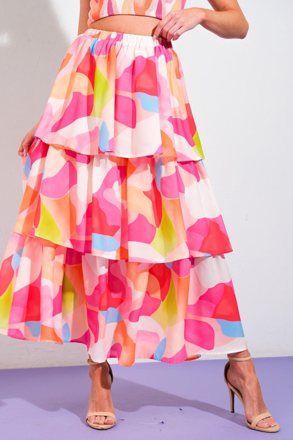 Absolute Edge Pink Woven Top And Skirt