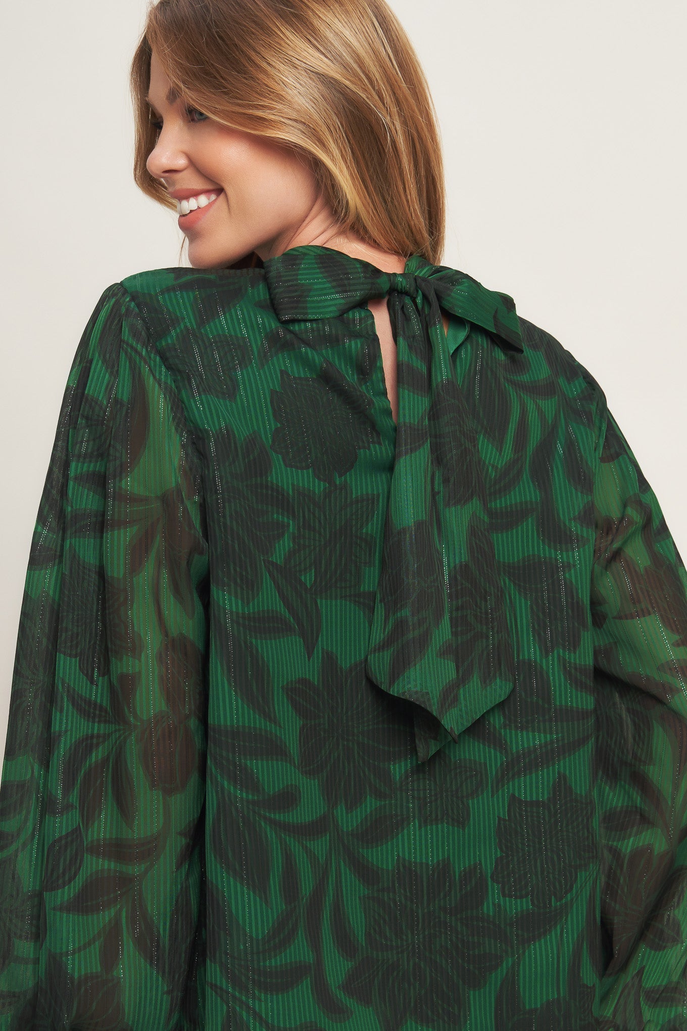 Noir Leaf Green Woven Top