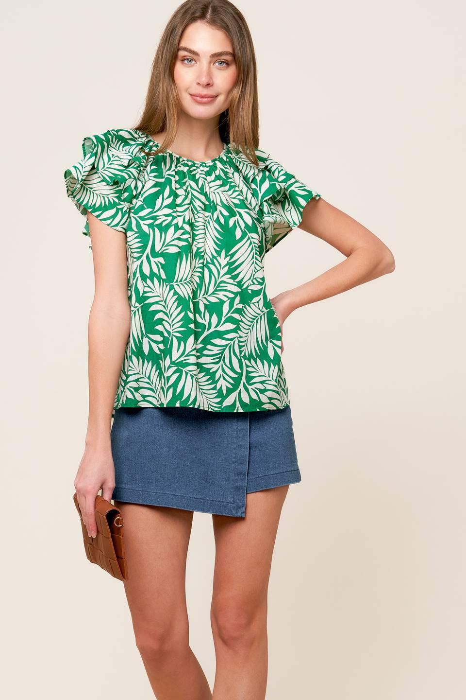 Roaming Around Green Woven Top