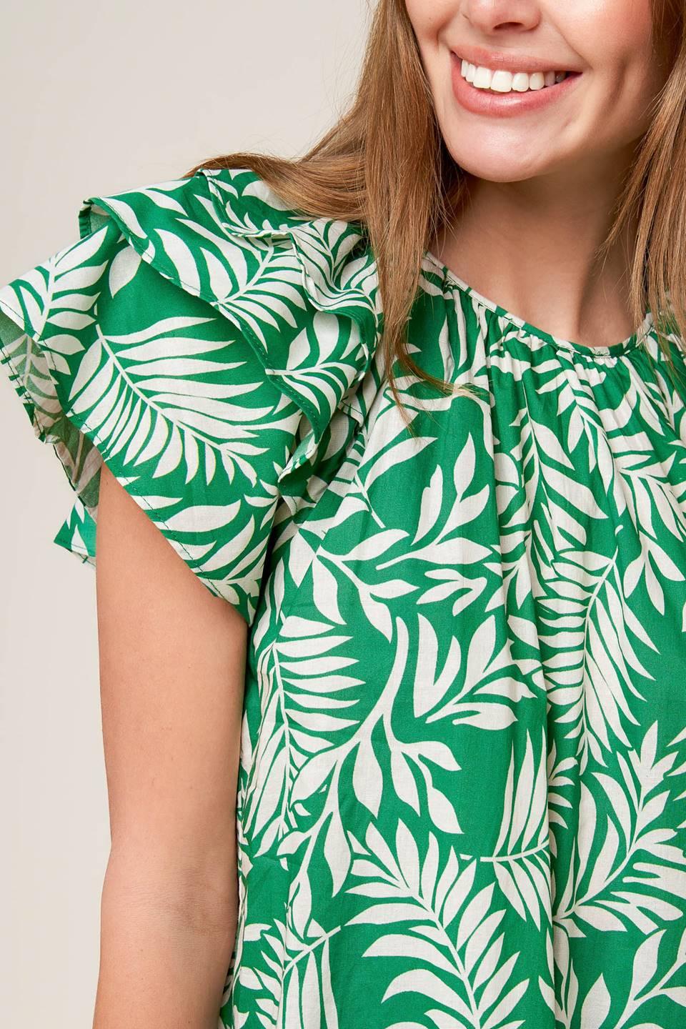 Roaming Around Green Woven Top