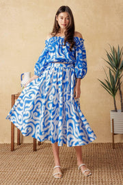Sunset Sashay Blue Top And Skirt Set