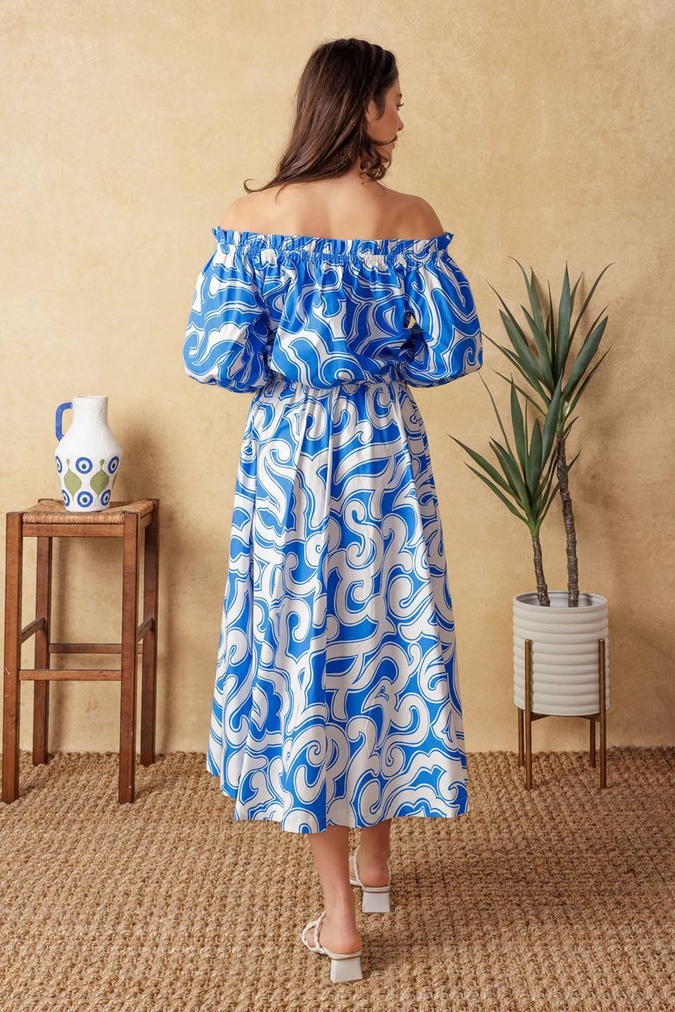 Sunset Sashay Blue Top And Skirt Set