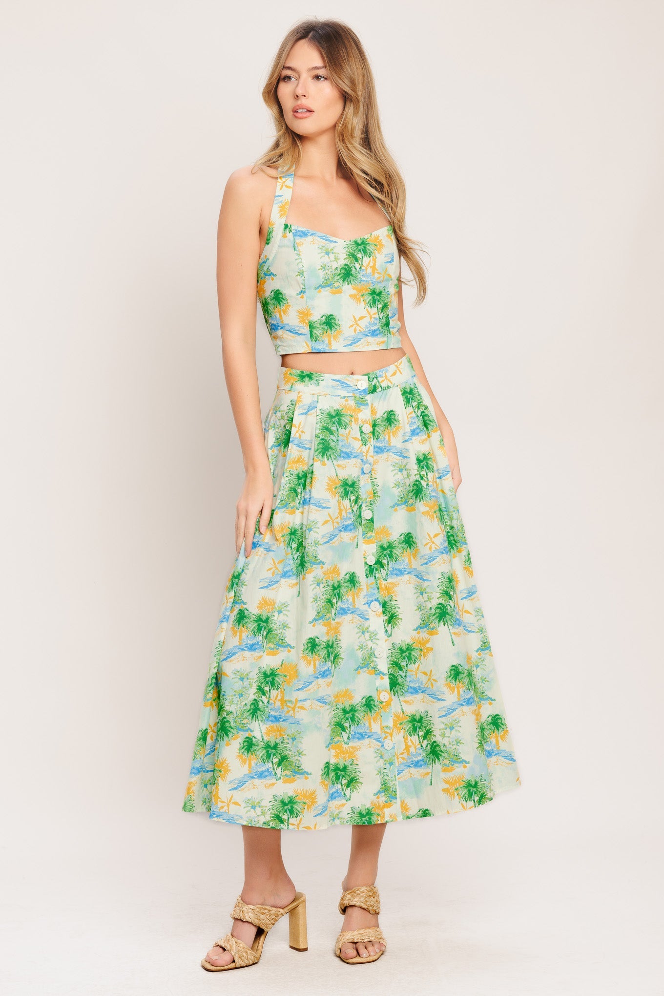 Picture Perfect Woven Top And Skirt Set