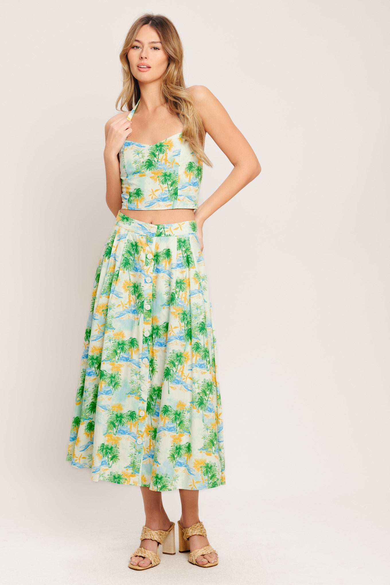 Picture Perfect Woven Top And Skirt Set