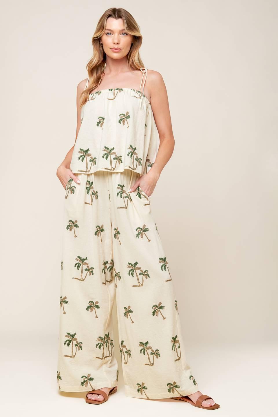 Terrific Timing Ivory Woven Top And Pant Set