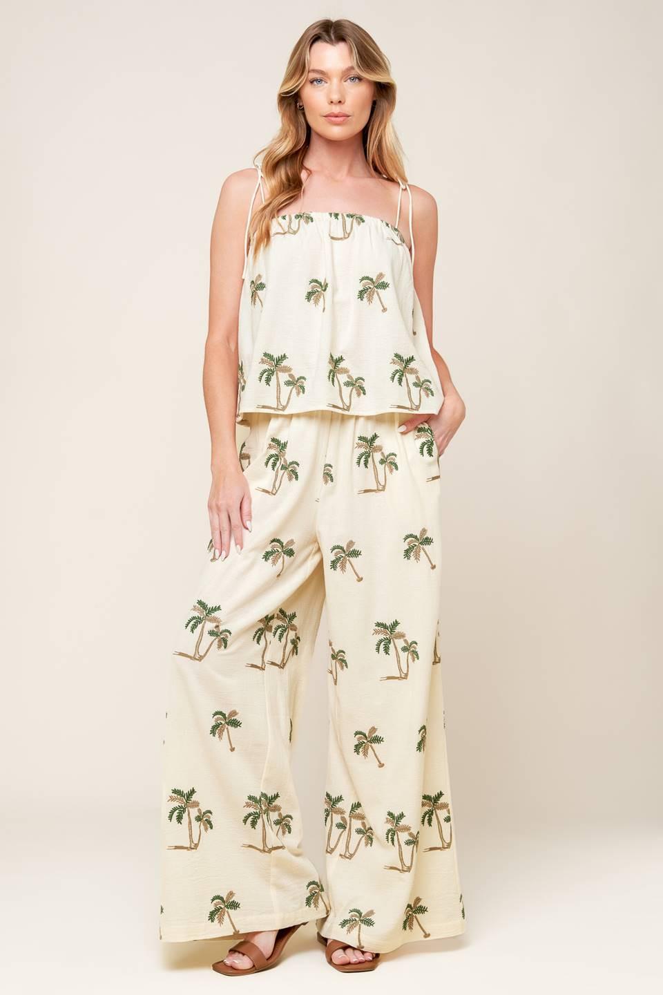 Terrific Timing Ivory Woven Top And Pant Set