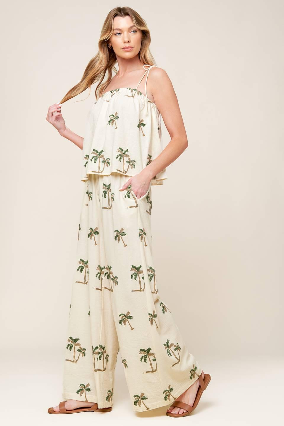 Terrific Timing Ivory Woven Top And Pant Set
