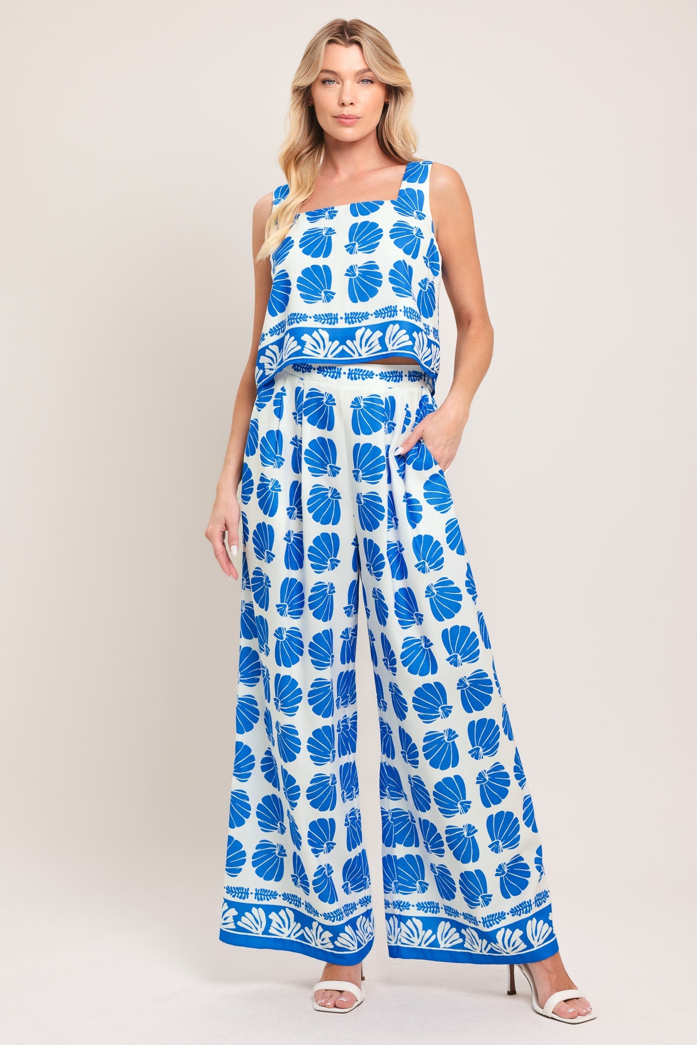 Island Shell Woven Top And Pant Set