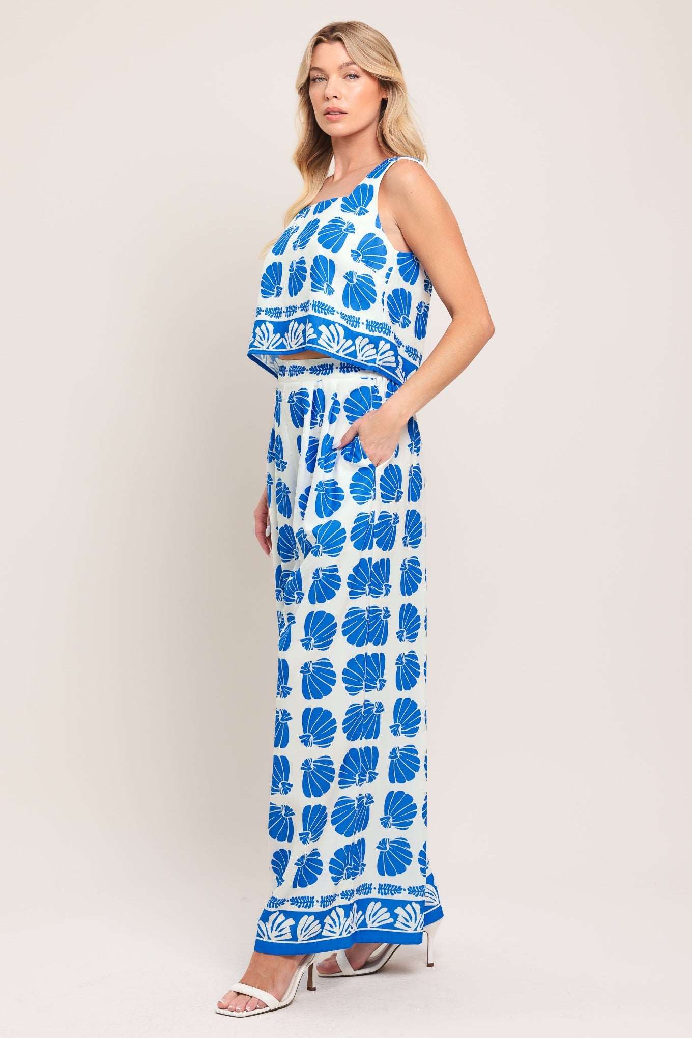 Island Shell Woven Top And Pant Set