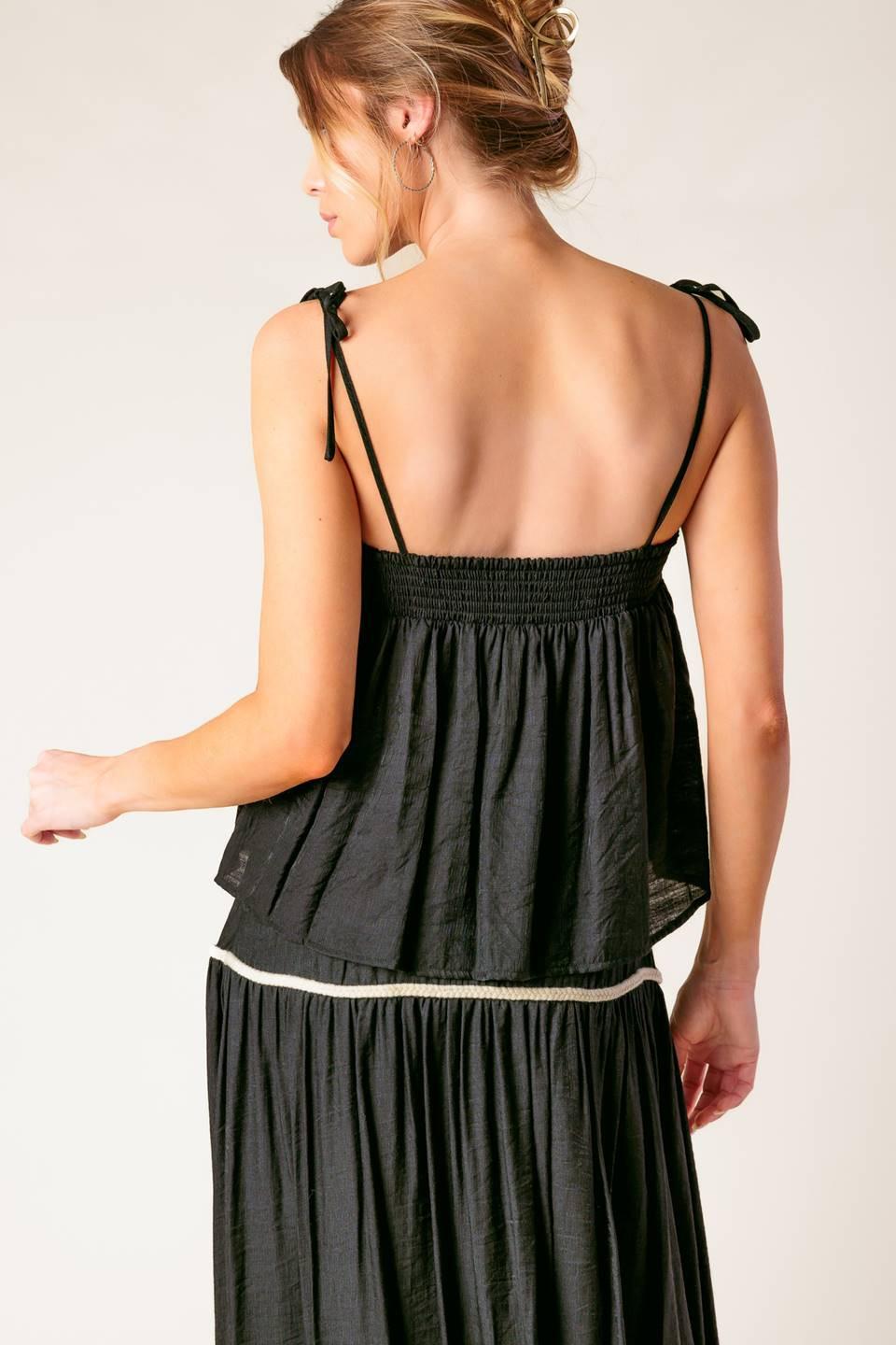 Divide And Contour Woven Top And Skirt Set