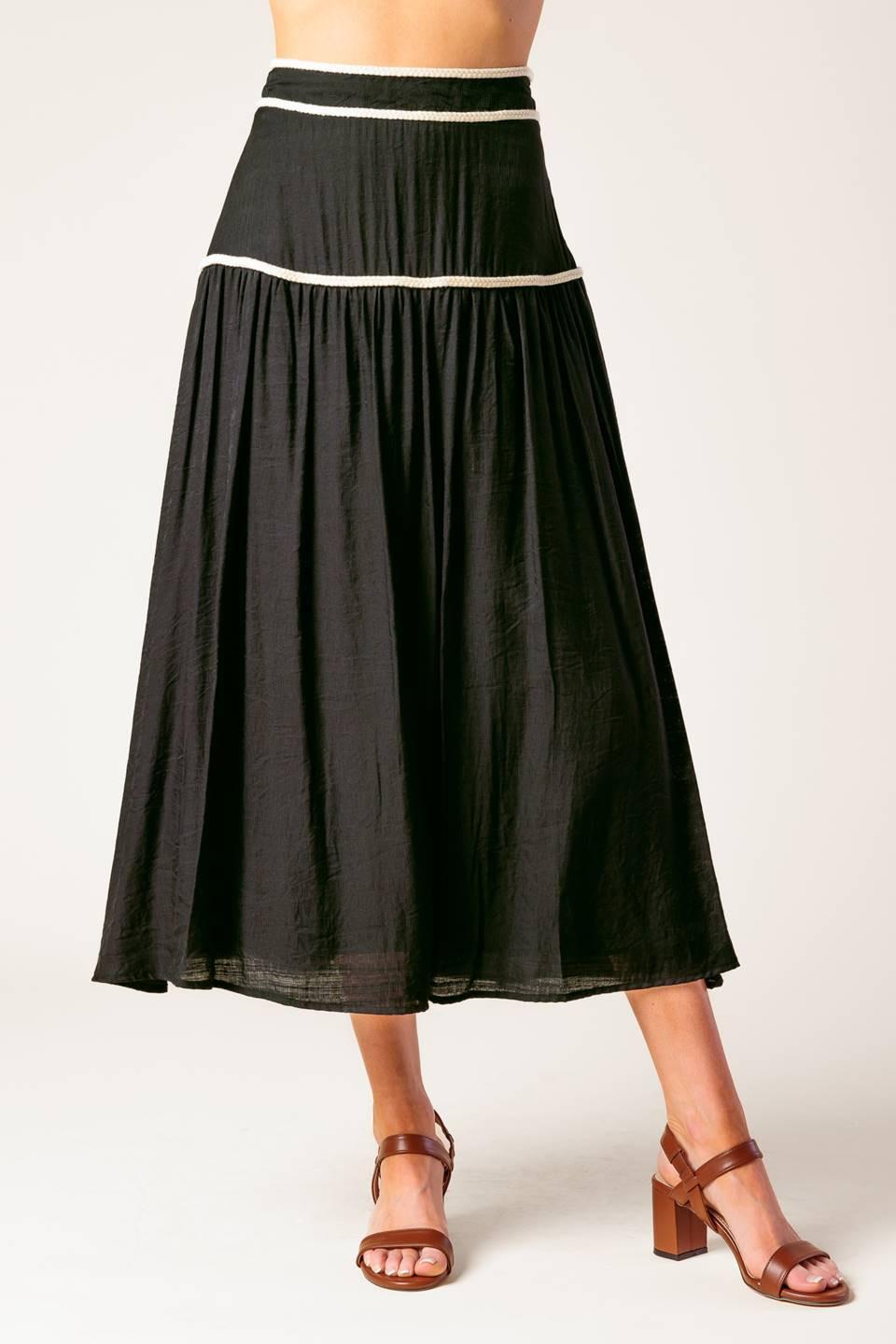 Divide And Contour Woven Top And Skirt Set