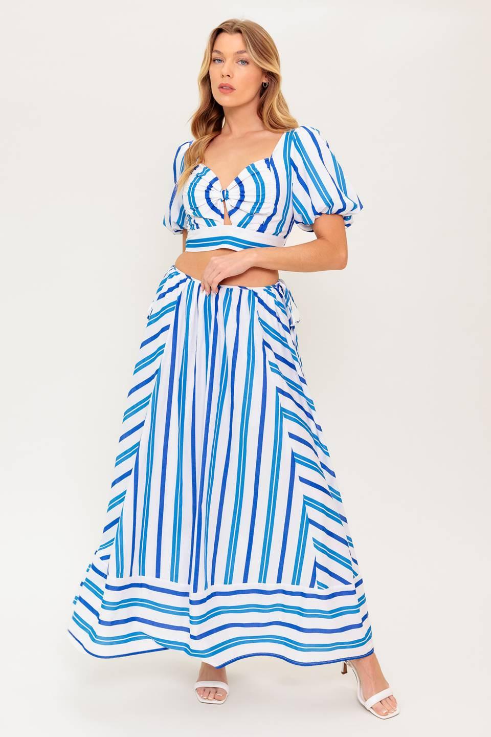 Garden Whispers Woven Top And Skirt Set