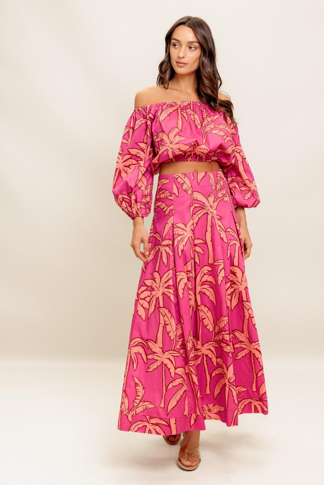 Paradise Match Woven Top And Skirt Set