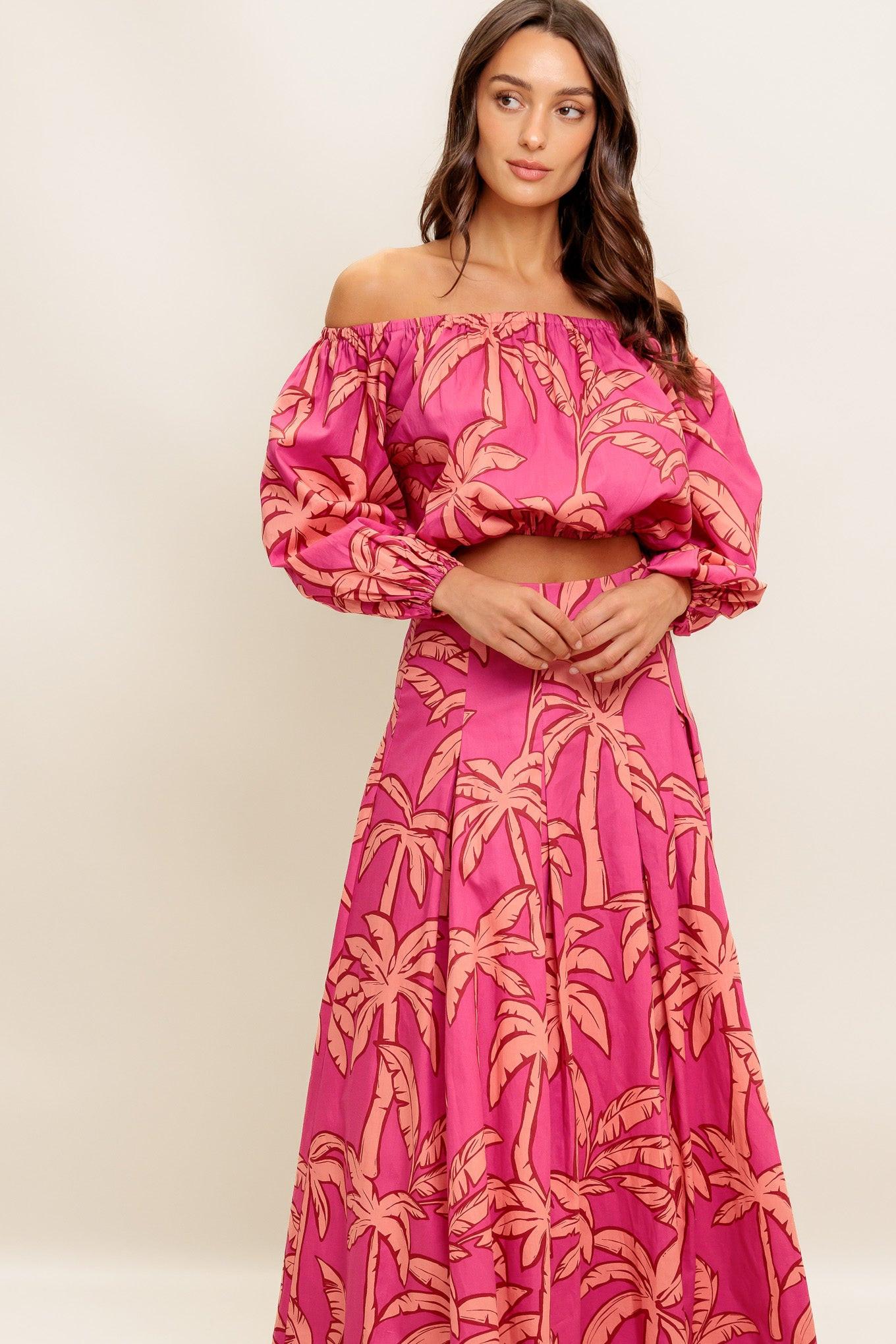 Paradise Match Woven Top And Skirt Set