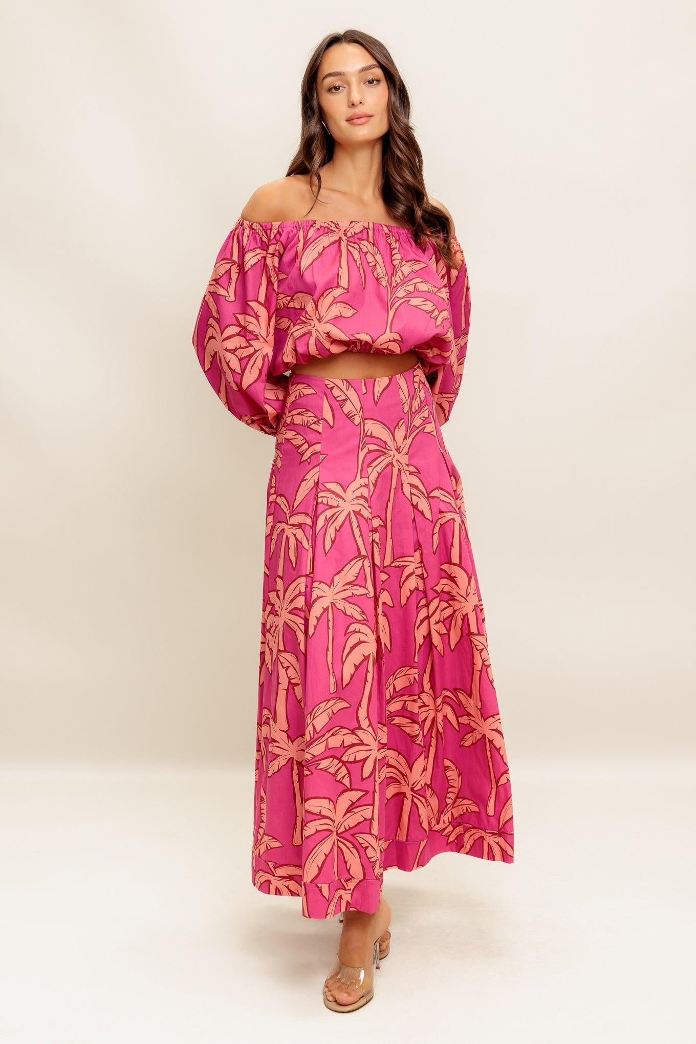 Paradise Match Woven Top And Skirt Set