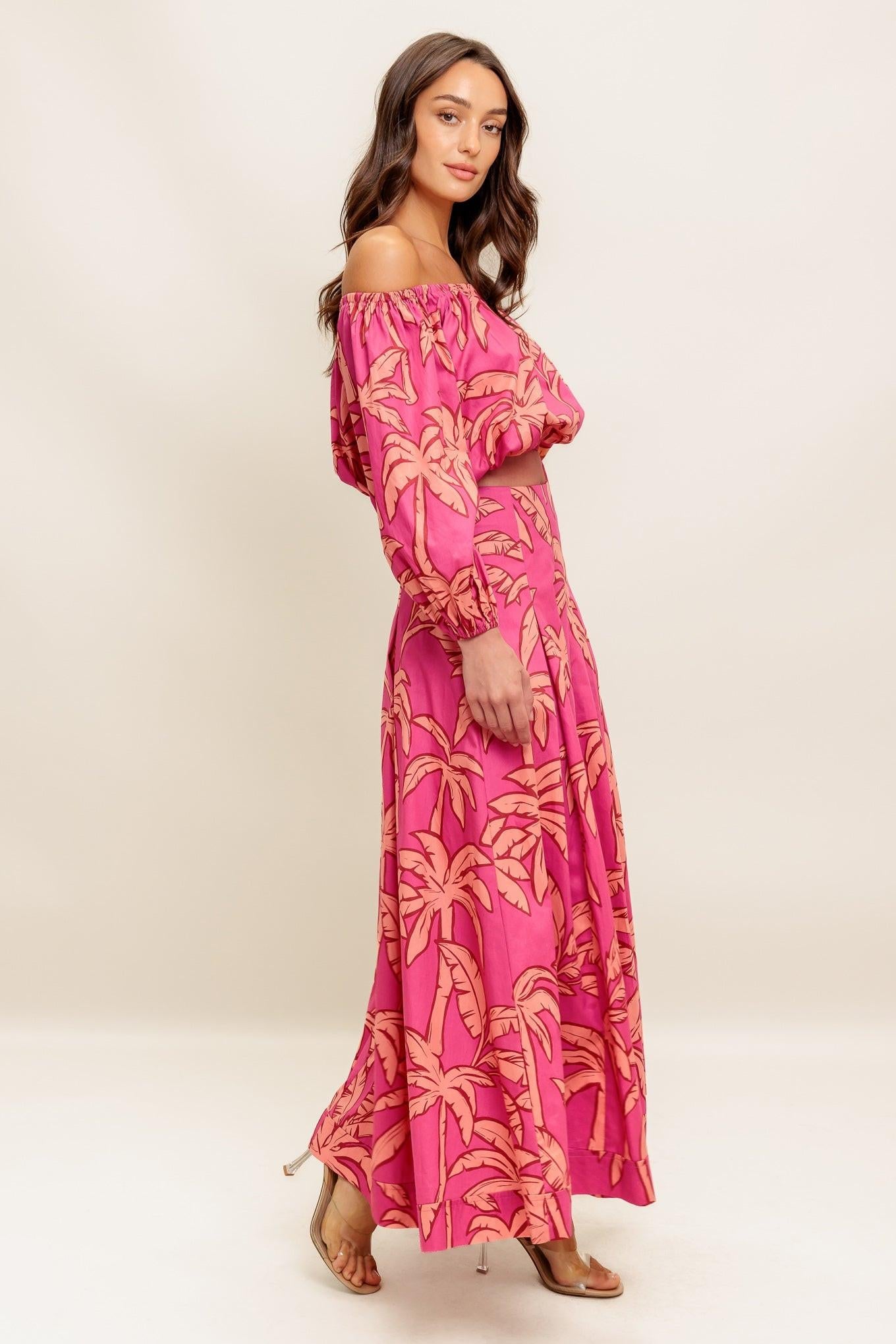 Paradise Match Woven Top And Skirt Set