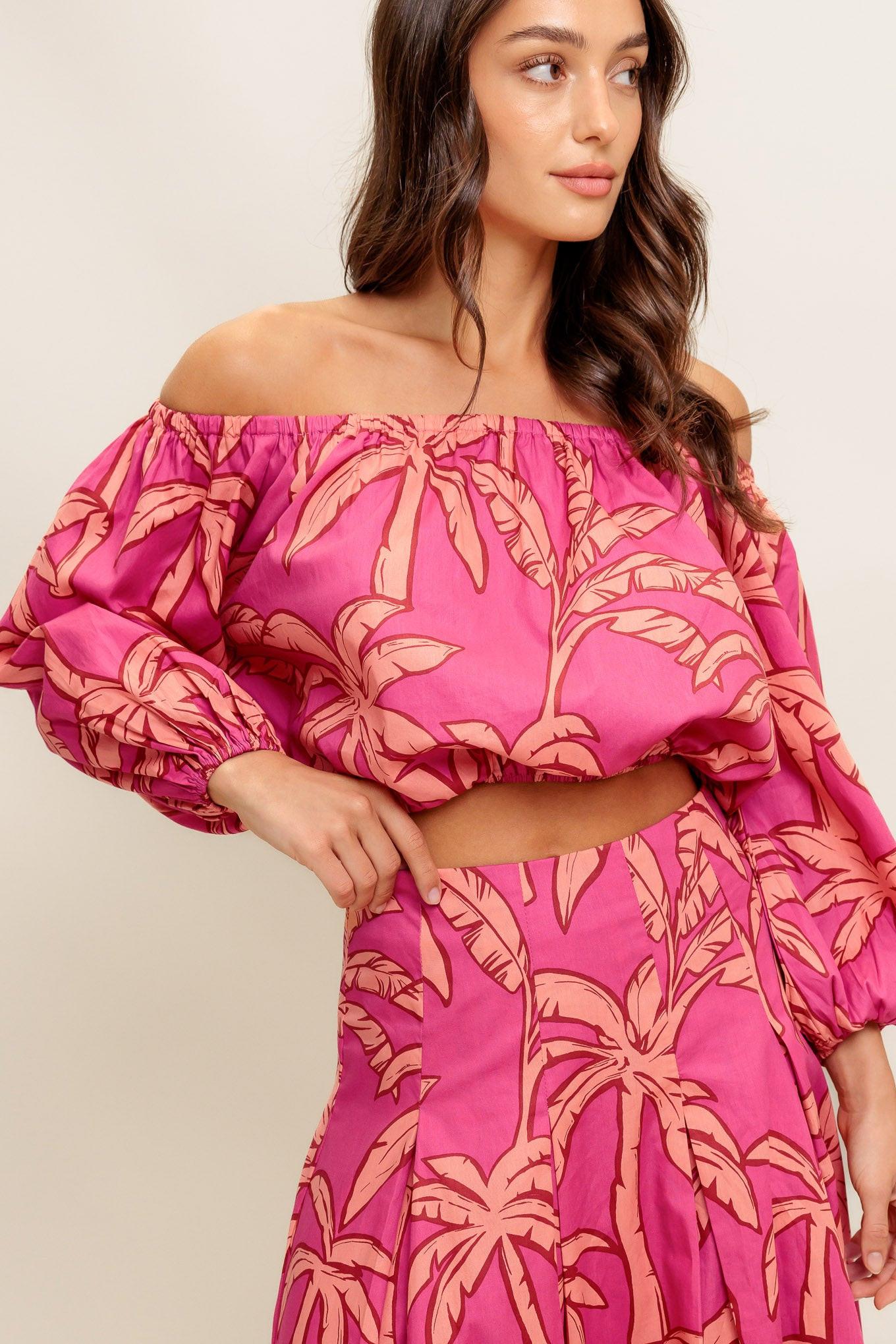 Paradise Match Woven Top And Skirt Set