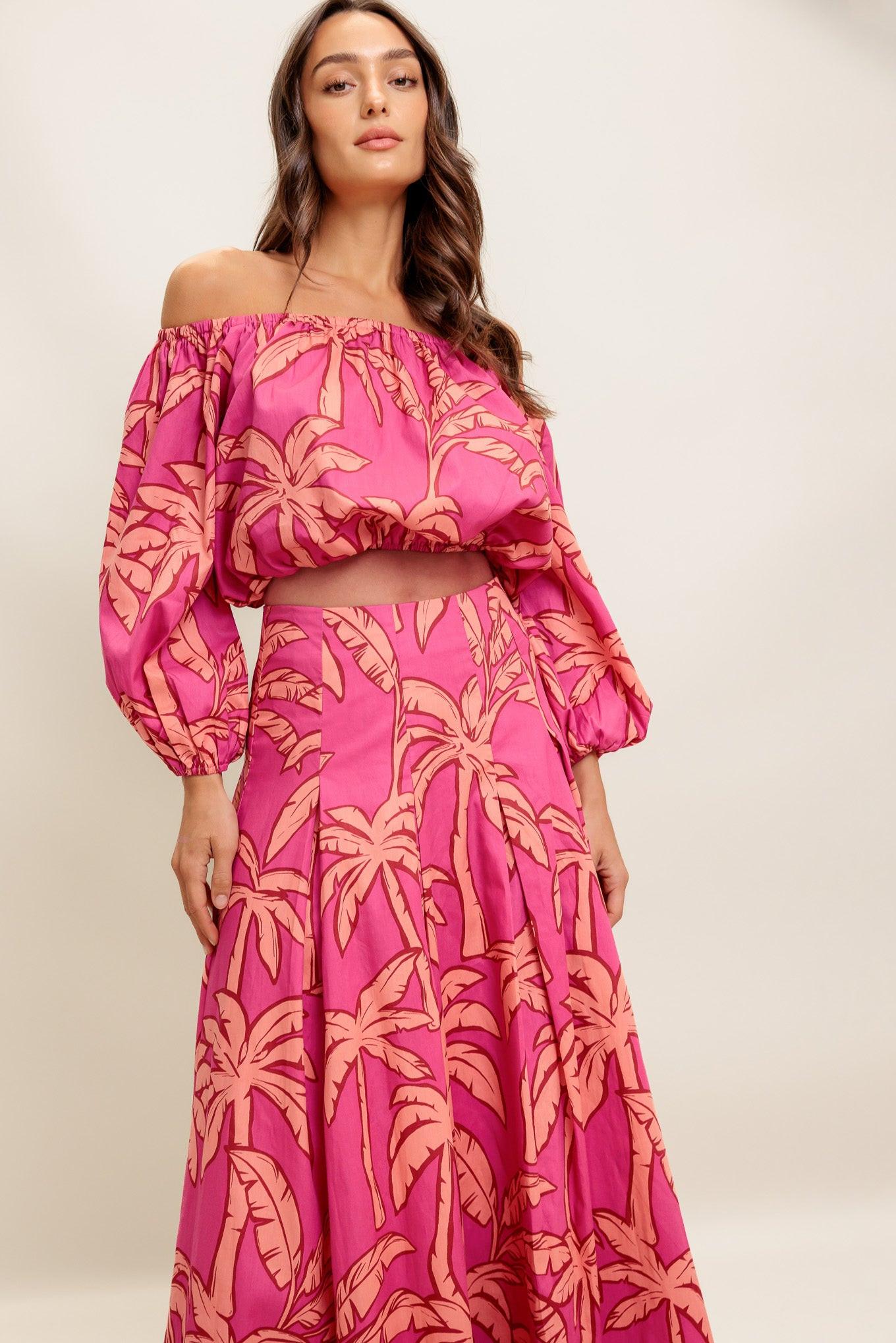 Paradise Match Woven Top And Skirt Set