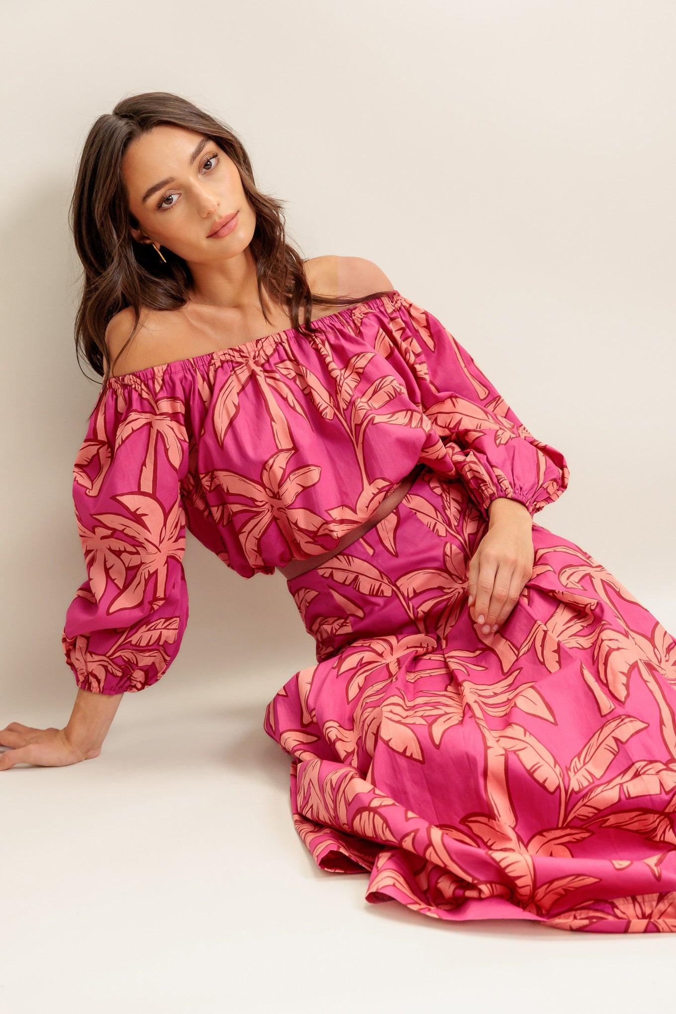 Paradise Match Woven Top And Skirt Set