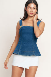 Sweet Denim Peplum Top