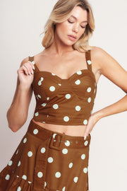 Brown Sugar Dot Woven Bustier Top