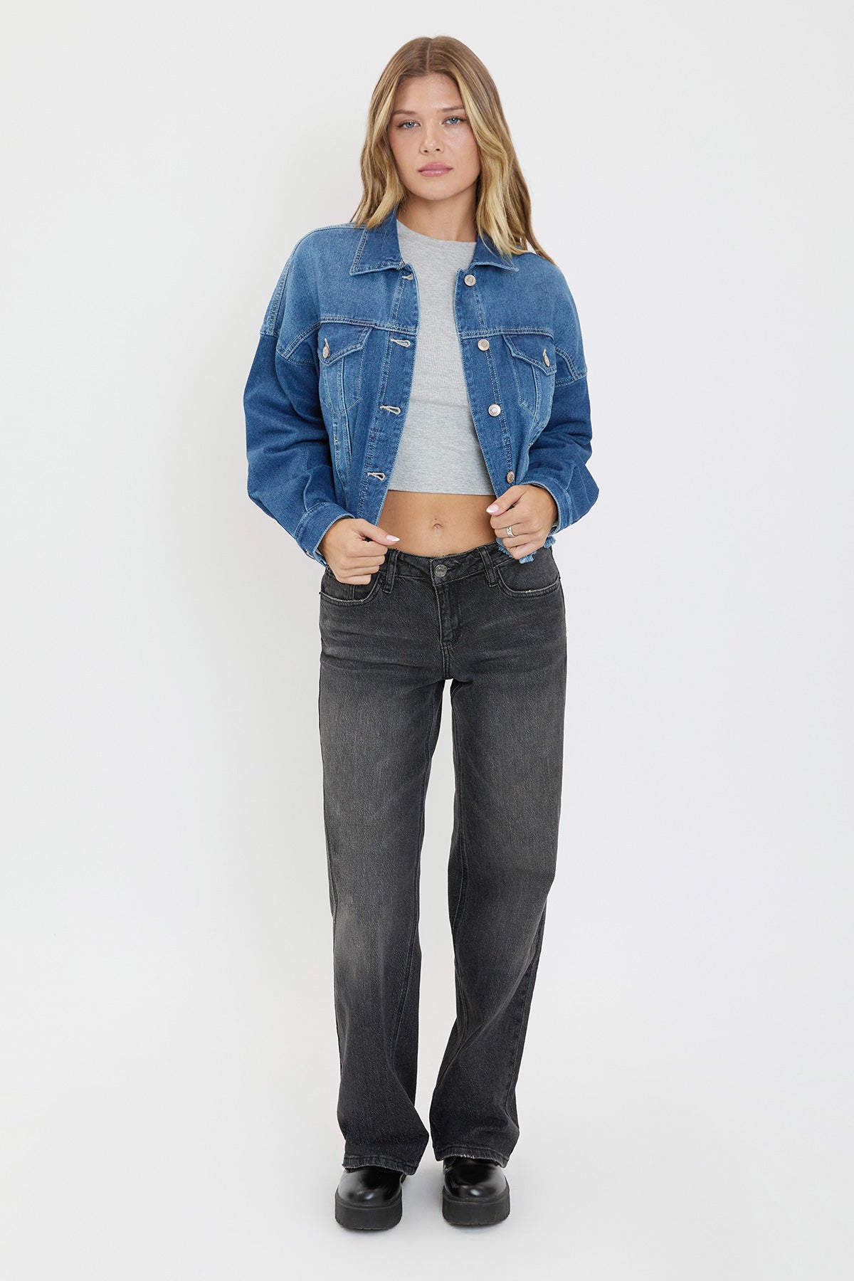 Women's Denim Jacket With Raw Hem