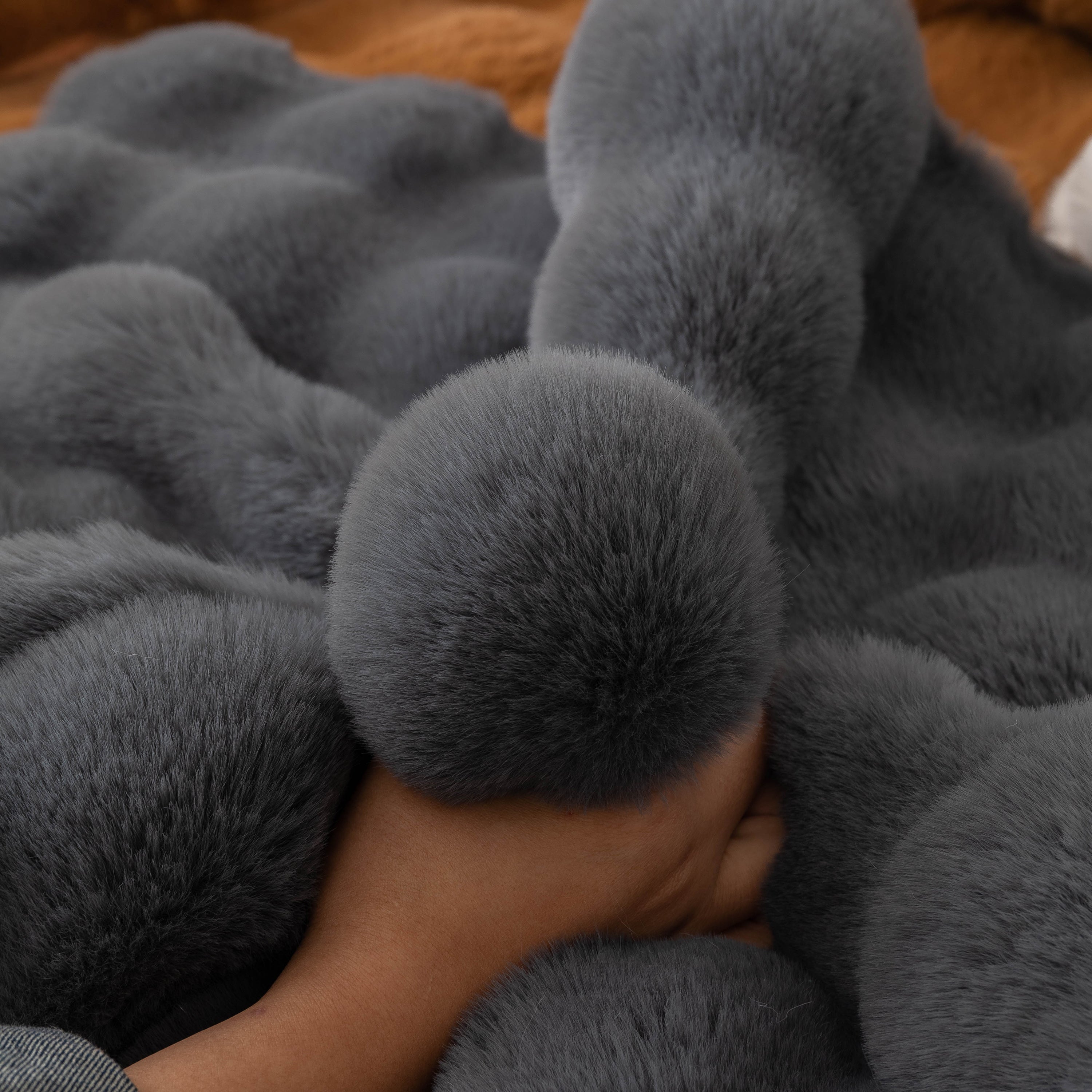 Thick Sofa Cushion Solid Color Faux Fur Fluffy Sofa Cushion Non-slip Couch Covers