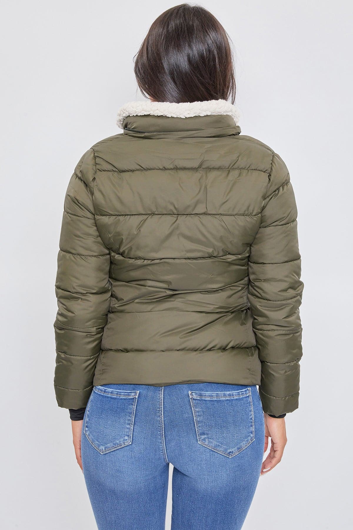 Jacket Puffer With Sherpa Fur Hoodie