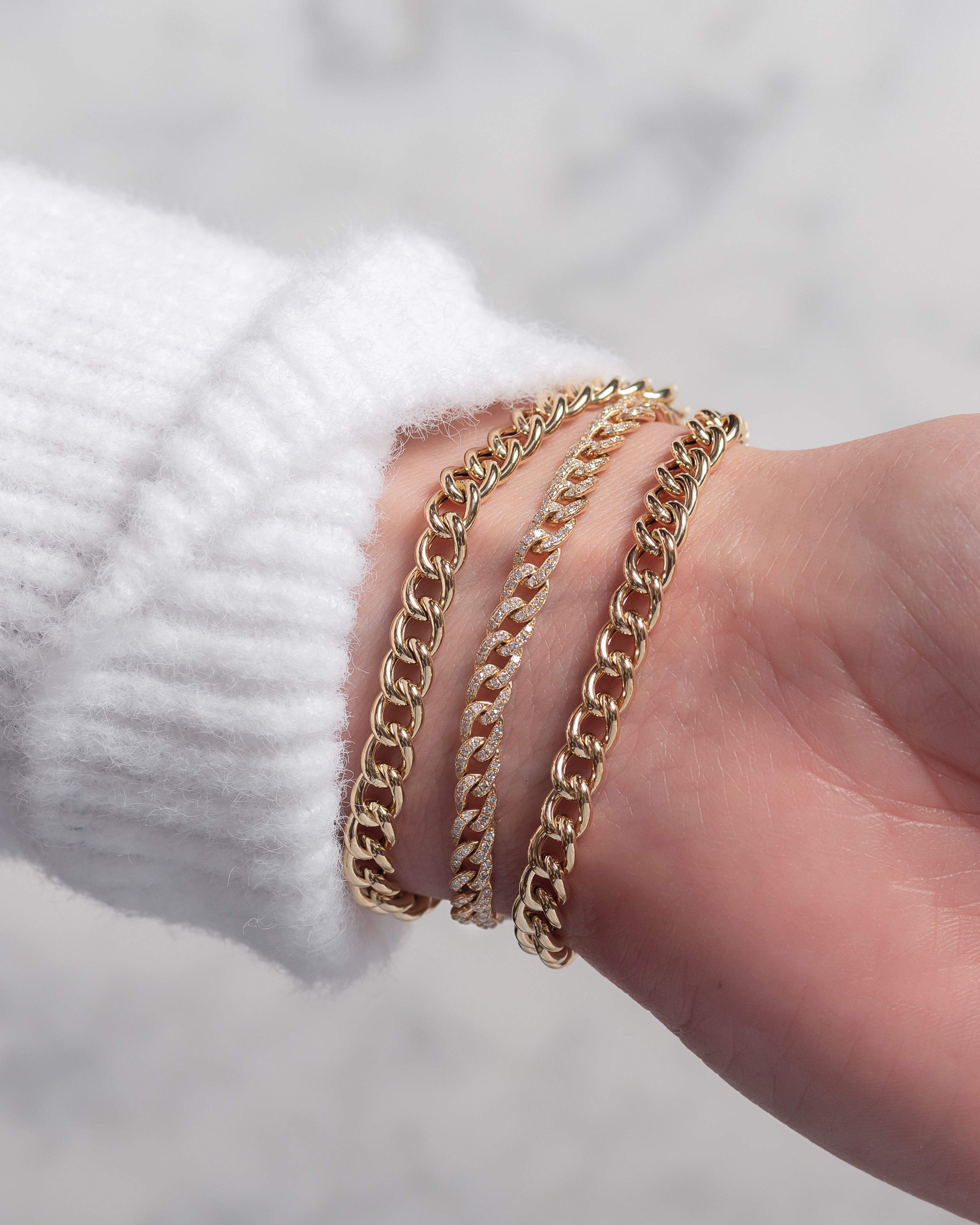 14k Gold Large Curb Link Chain Bracelet