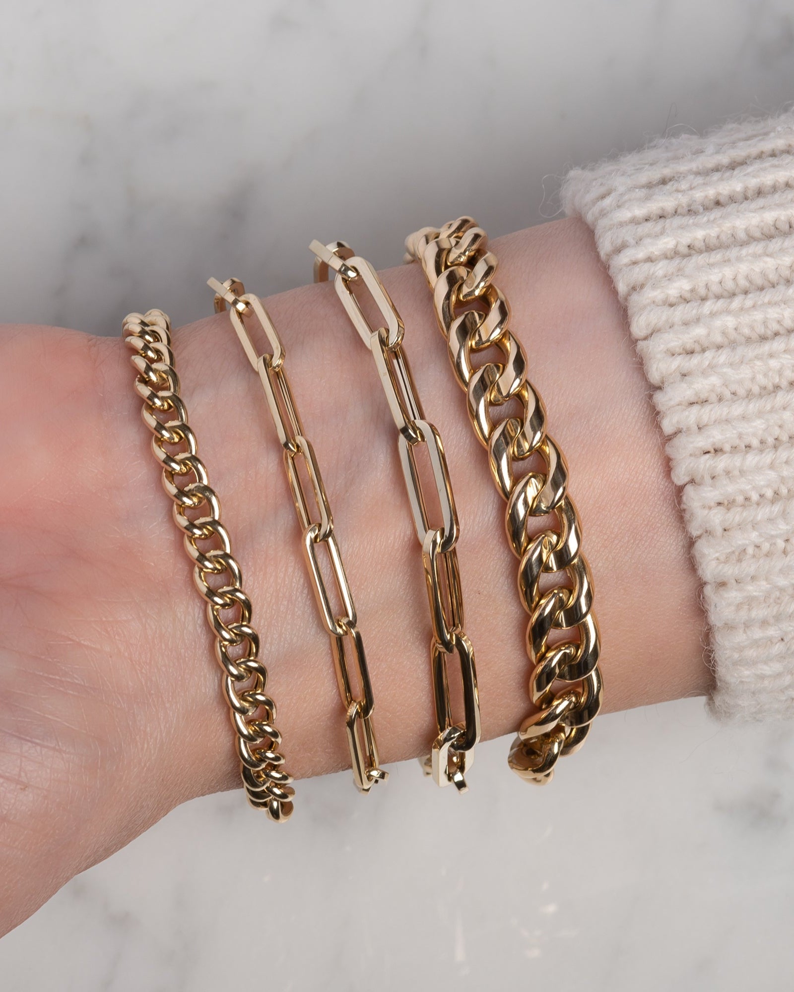 14k Gold Large Curb Link Chain Bracelet